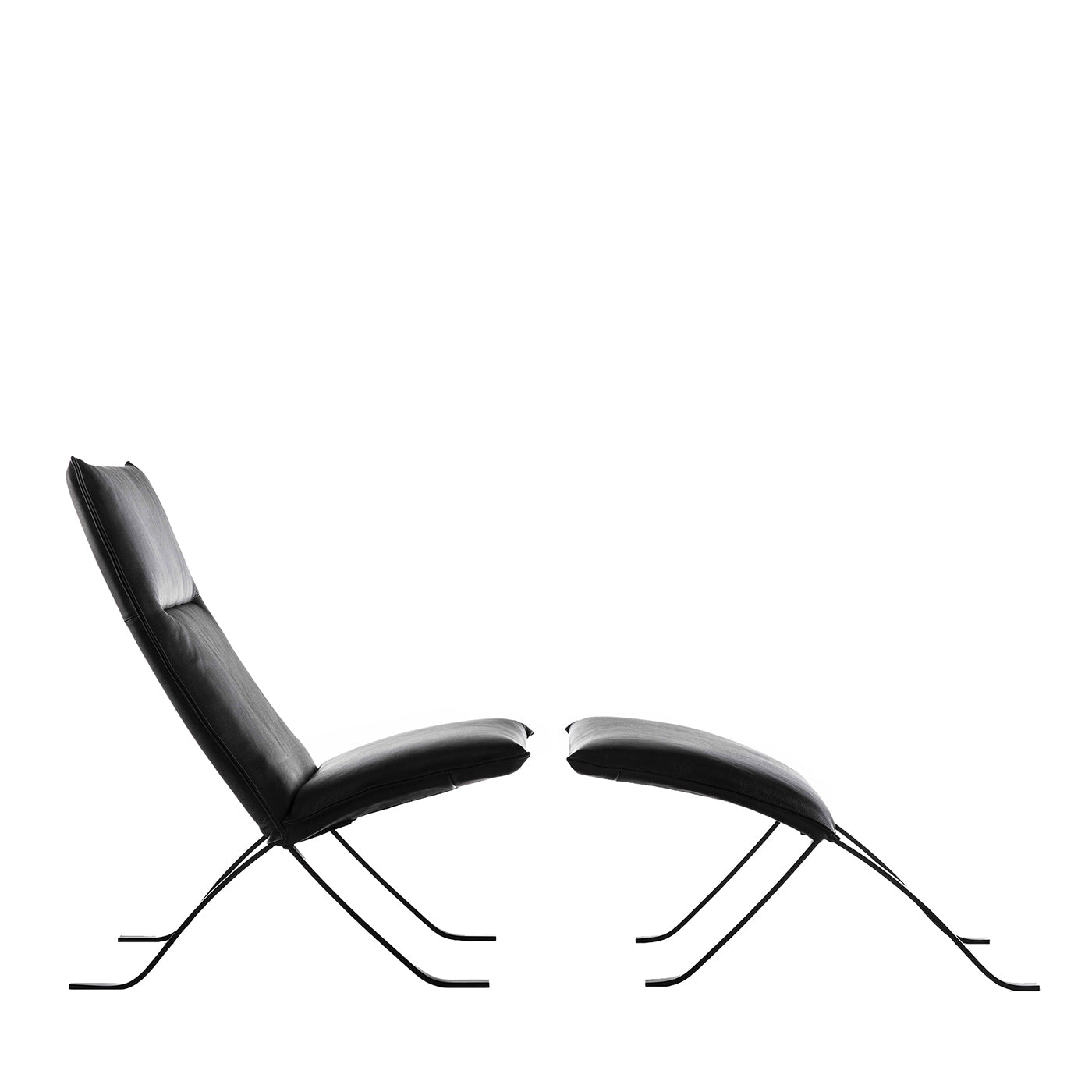 Chaise longue de cuero negro de 2 piezas Mood - Vista principal