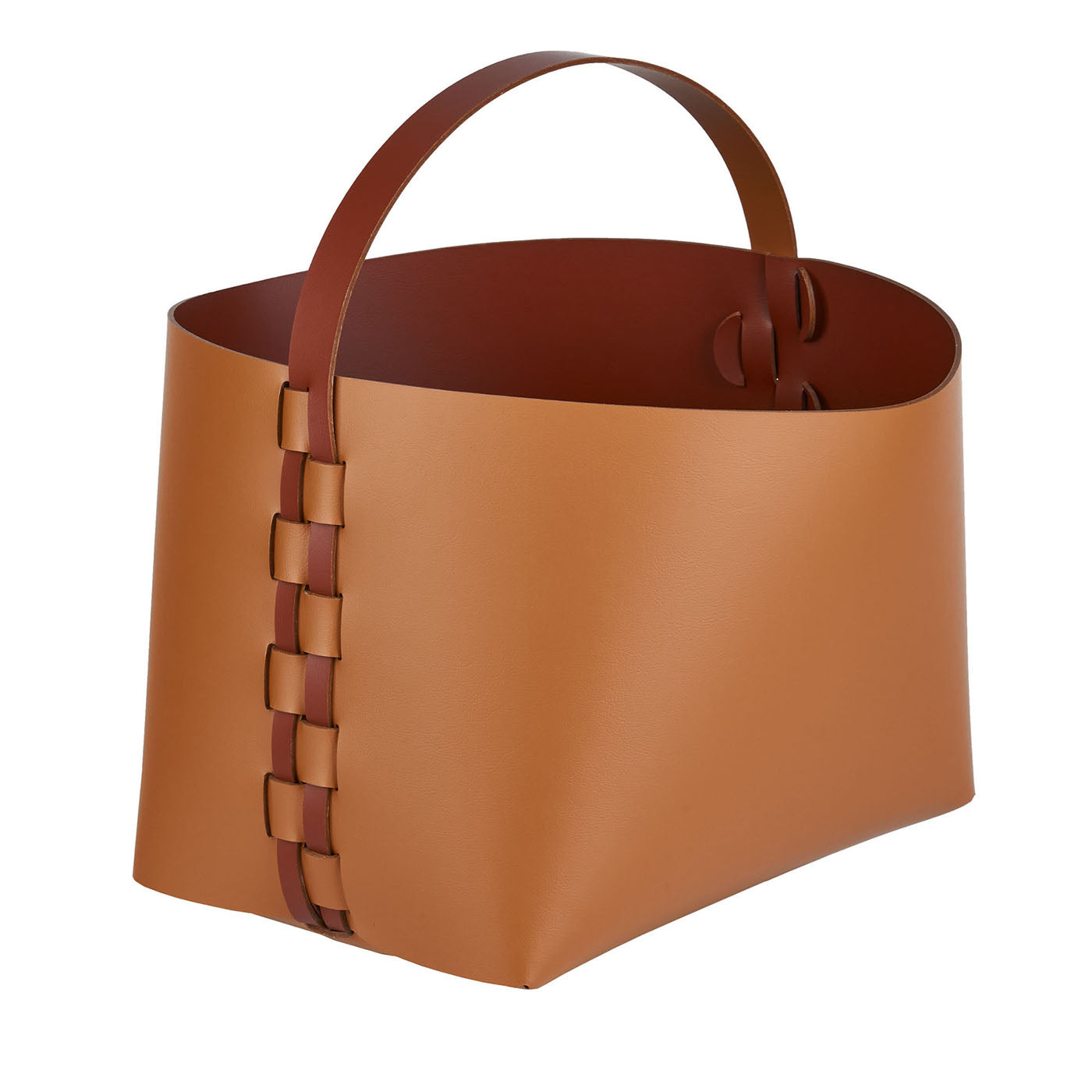 Helena Small Cognac and Bordeaux Leather Basket - Main view
