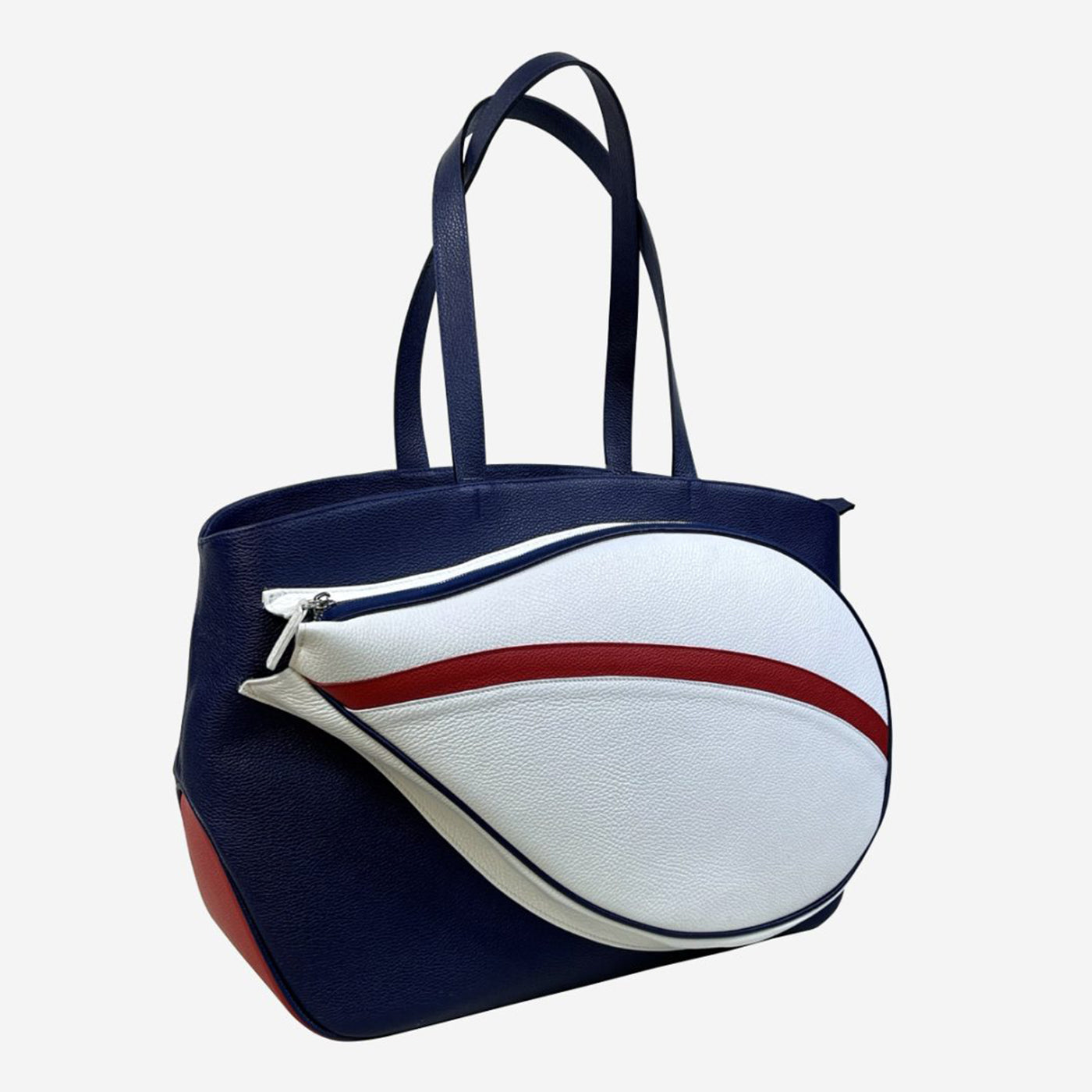 Bolsa de deporte azul/roja/blanca con bolsillo en forma de raqueta de tenis - Vista alternativa 3