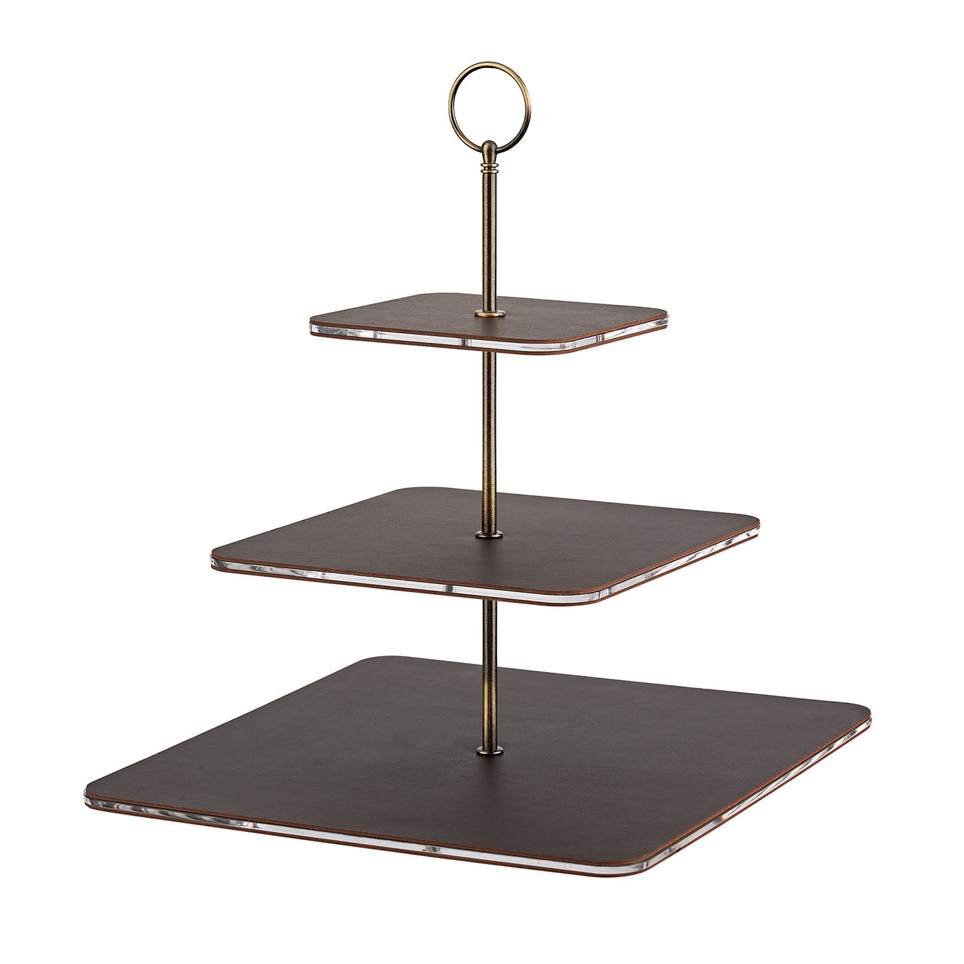 Chocolate Leather and Clad Serving Stand - Main view
