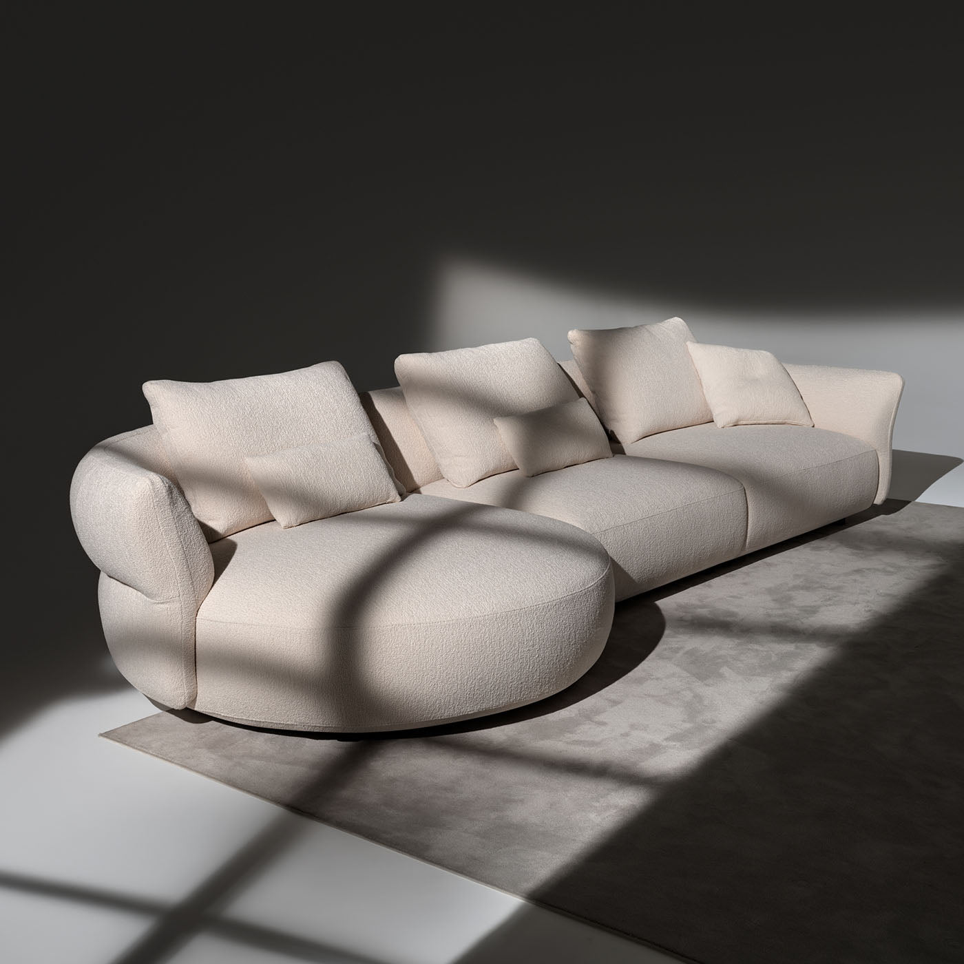 Madrid White Fabric Sofa With Chaise Longue - Alternative view 1