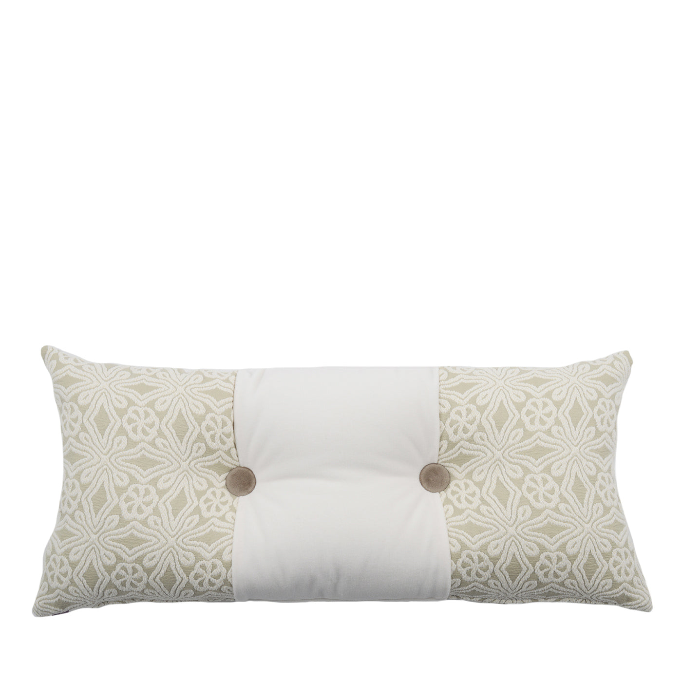 Rectangular Cushion in ivory Cotton Velvet and Jacquard Fabric - Main view