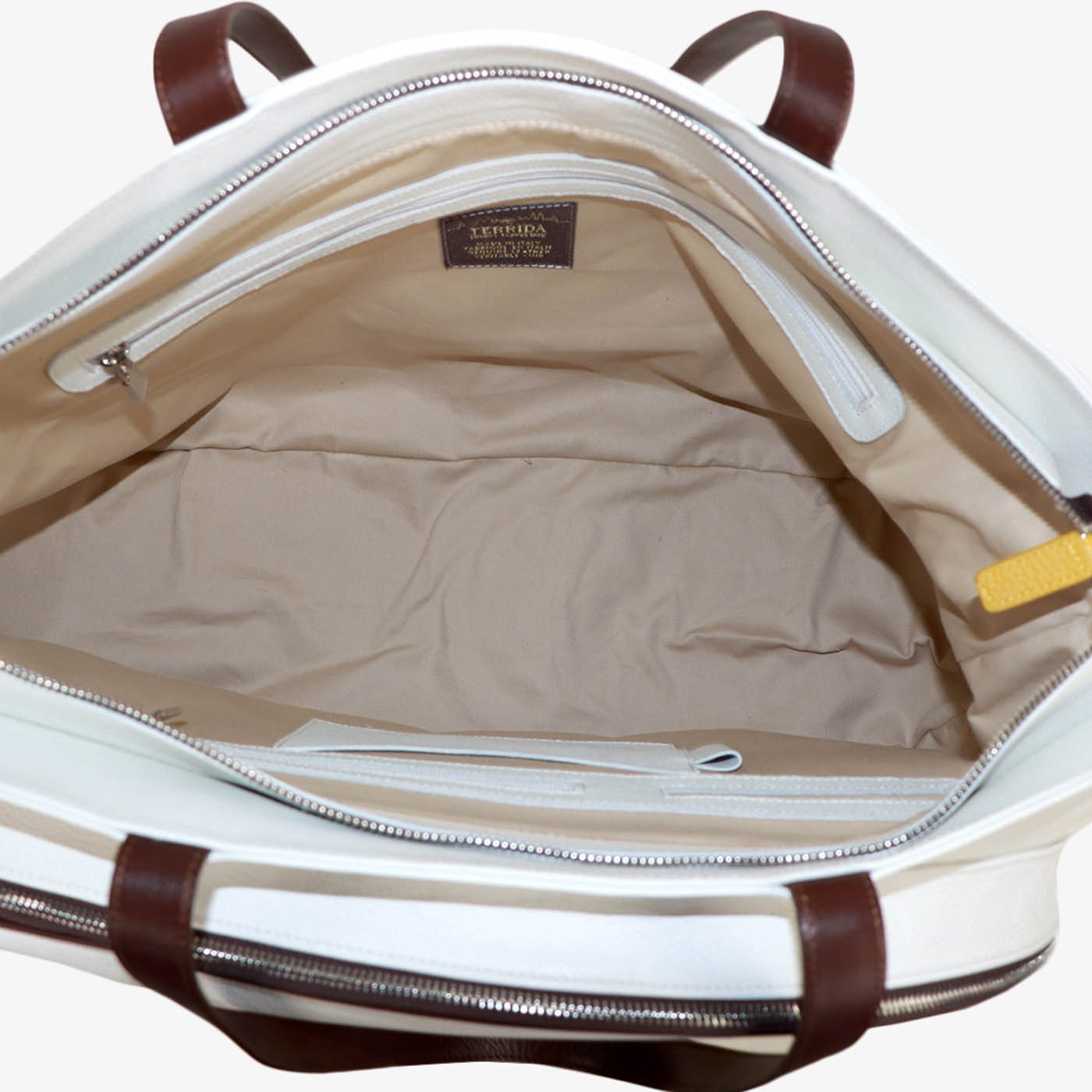 Bolsa de deporte blanca/amarilla/marrón con bolsillo en forma de raqueta de tenis - Vista alternativa 5
