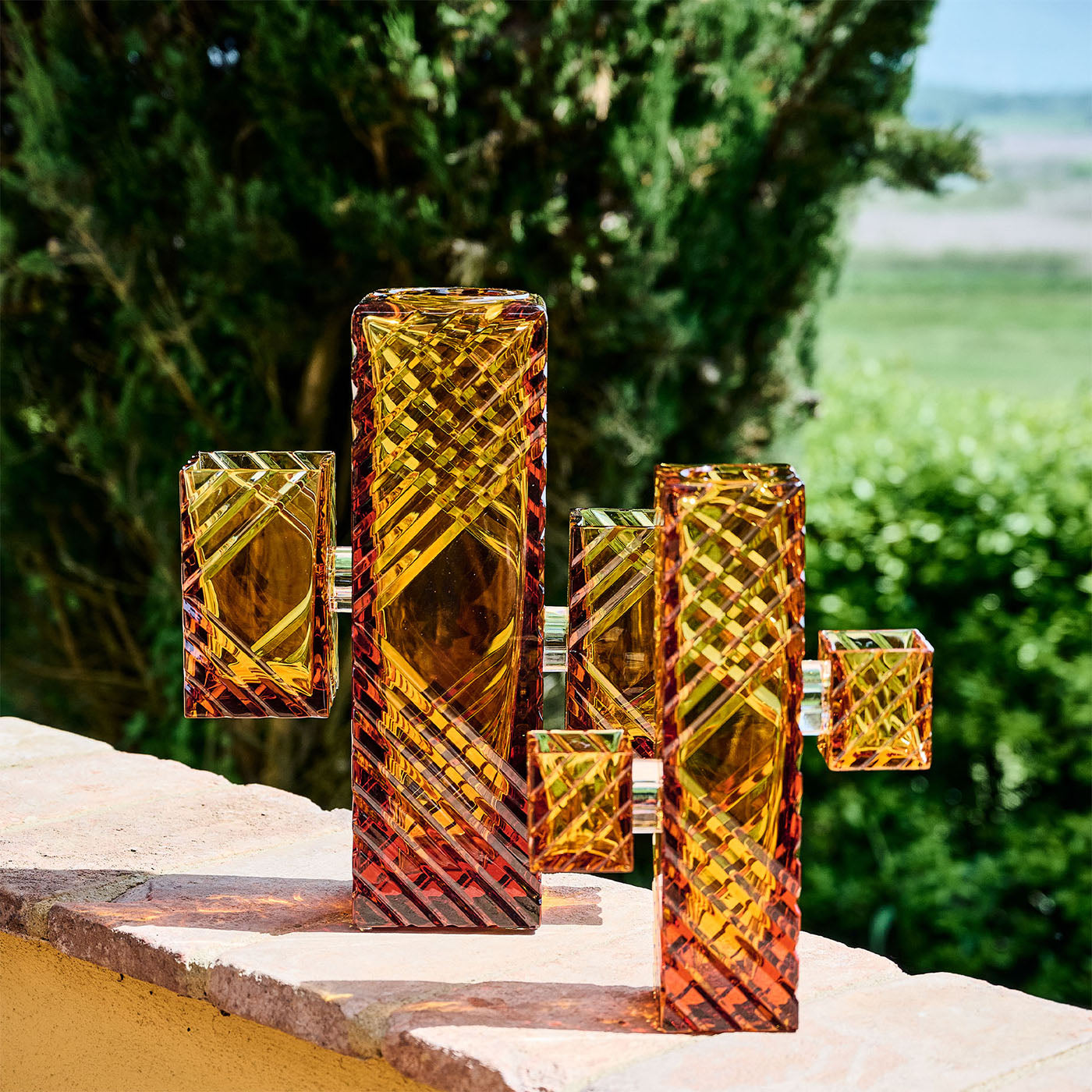 Cactus Large Amber Crystal Decorative Vase - Alternative view 5