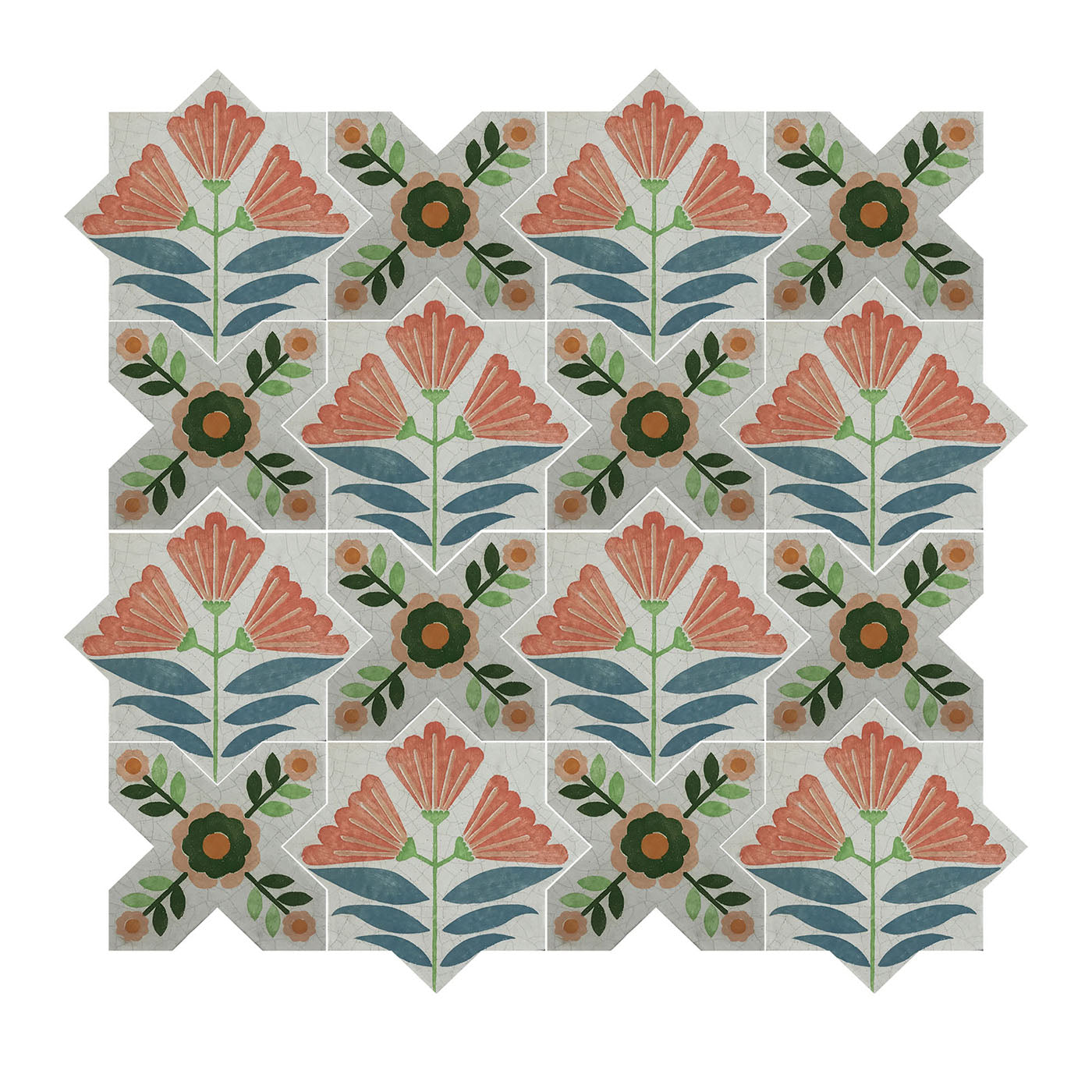 Armony Multicolor Ceramic Tile Composition with Floral Design - Main view