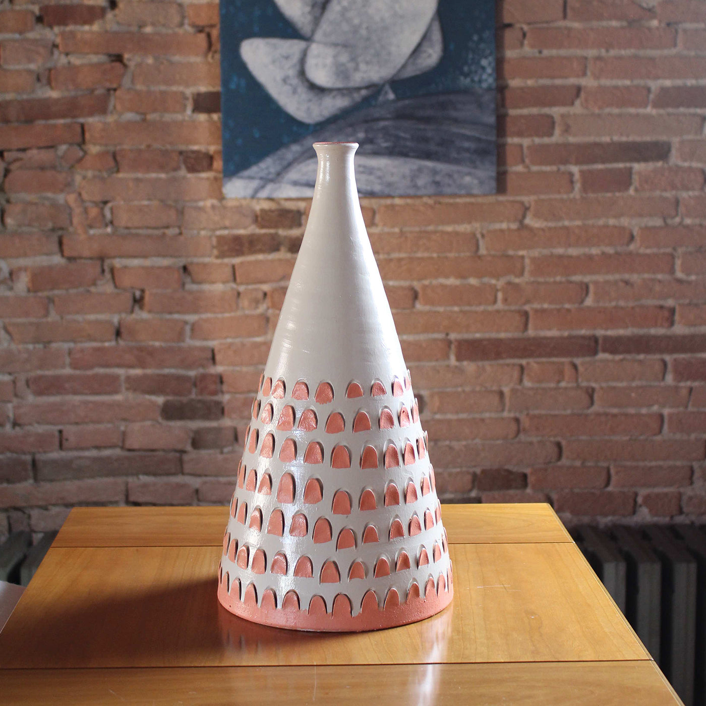 Konische Vase in Ecru und Orange 21 von Mascia Meccani - Alternative Ansicht 2