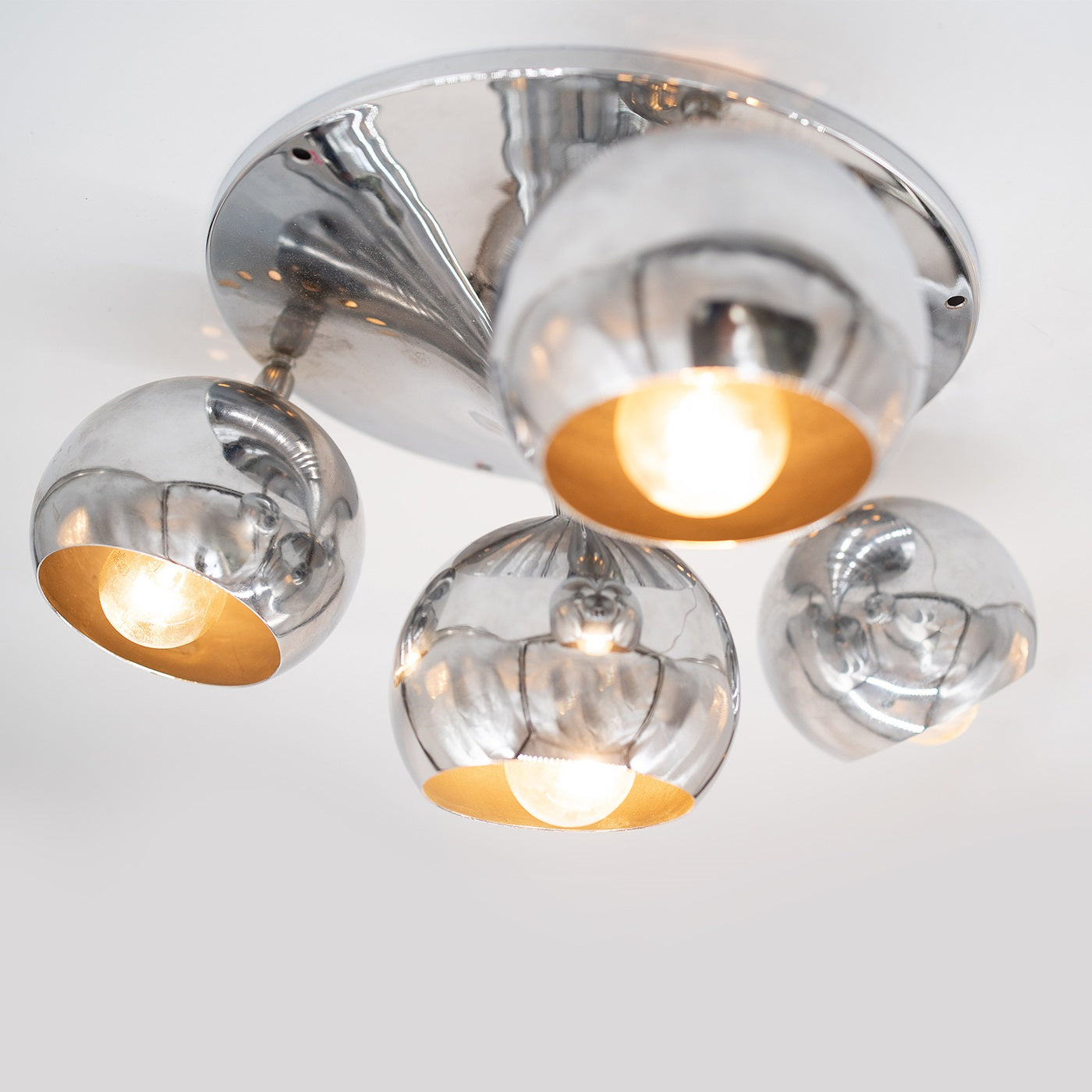 4-Light 1960 Reggiani Chromed Ceiling Lamp - Alternative view 1