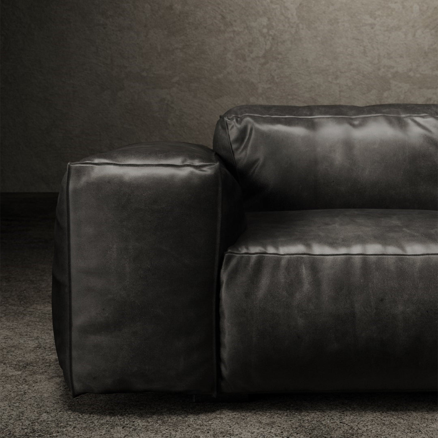 RENCONTRE MOI 3-Modular Sofa Black Leather - Alternative view 2