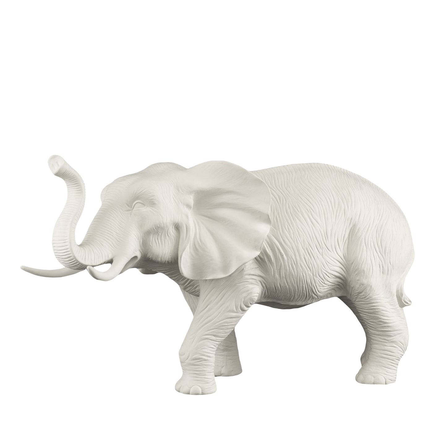Madre africana Elefante Scultura bianca - Vista principale