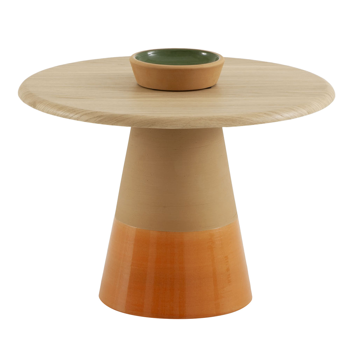 Sablier Hoher Tisch mit Sockel aus Ton und Platte aus Eichenfurnier - Hauptansicht