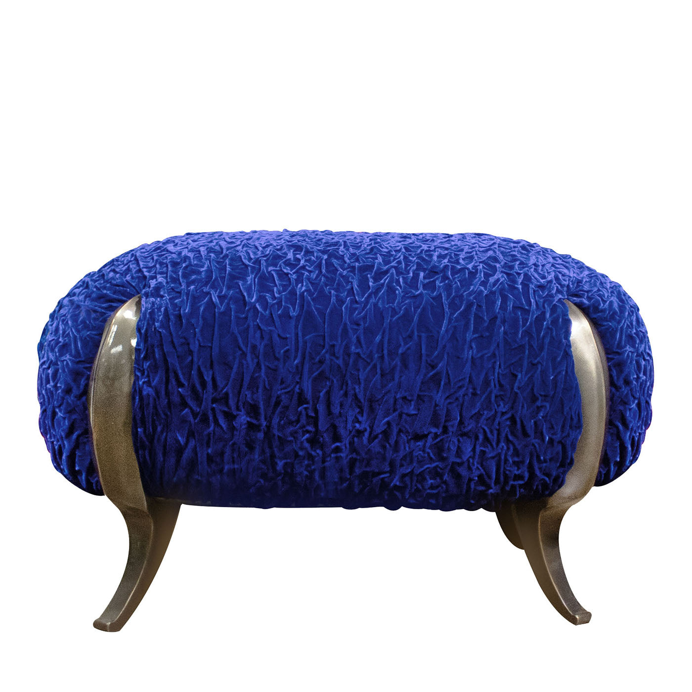 Pouf Bague in velluto blu di Carlo Rampazzi - Vista principale