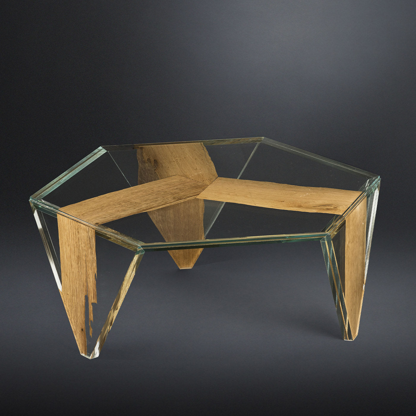Ruche Venezia Glass and Wood Low Coffee Table - Alternative view 1