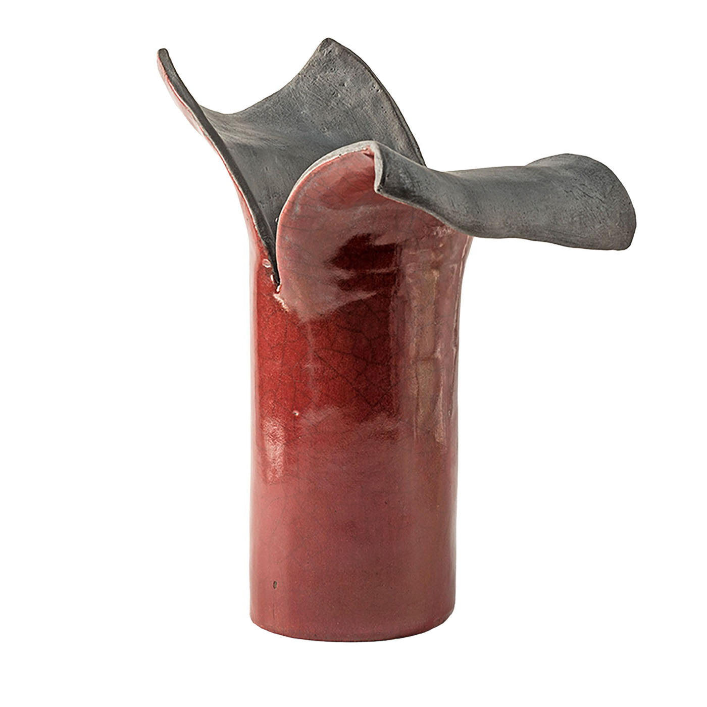 Petali D'Oriente Amaranth Keramik-Skulptur/Vase von Nino Basso - Hauptansicht
