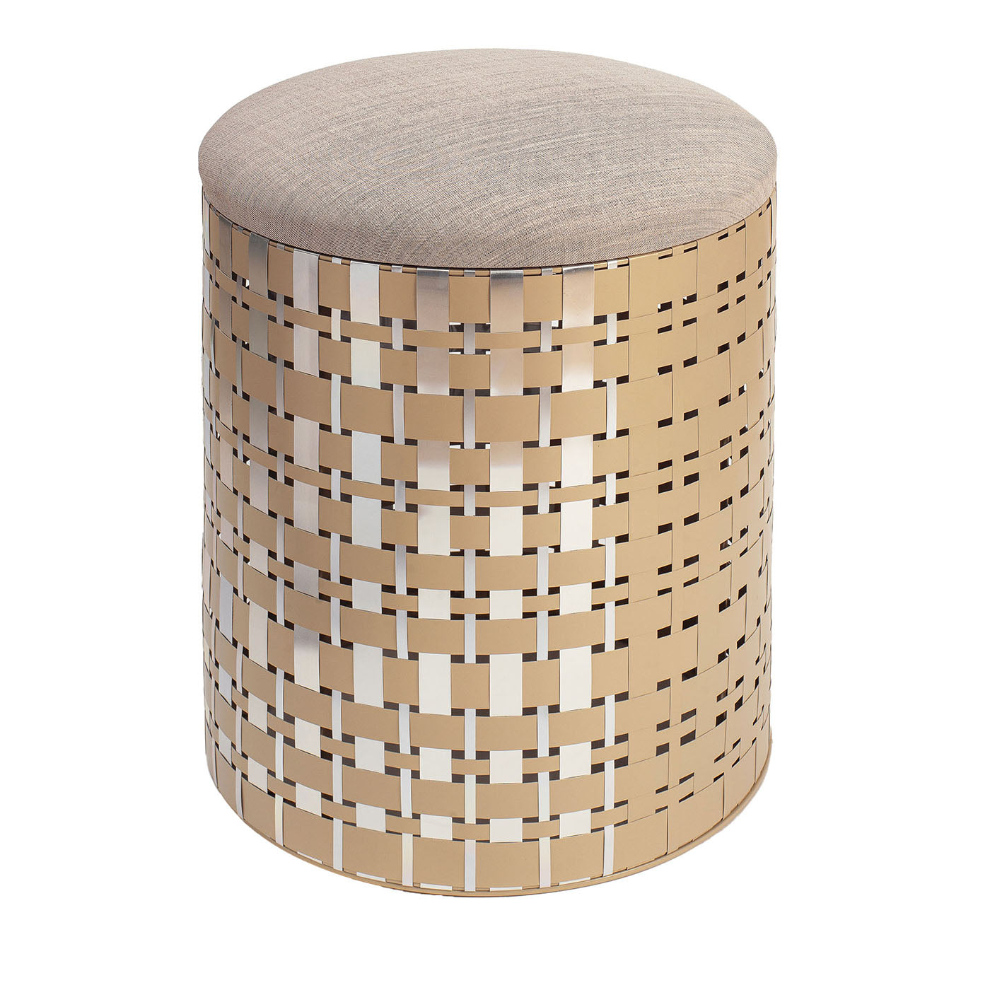 Nimbus 40 Cylindrical Champagne Aluminum Pouf - Main view