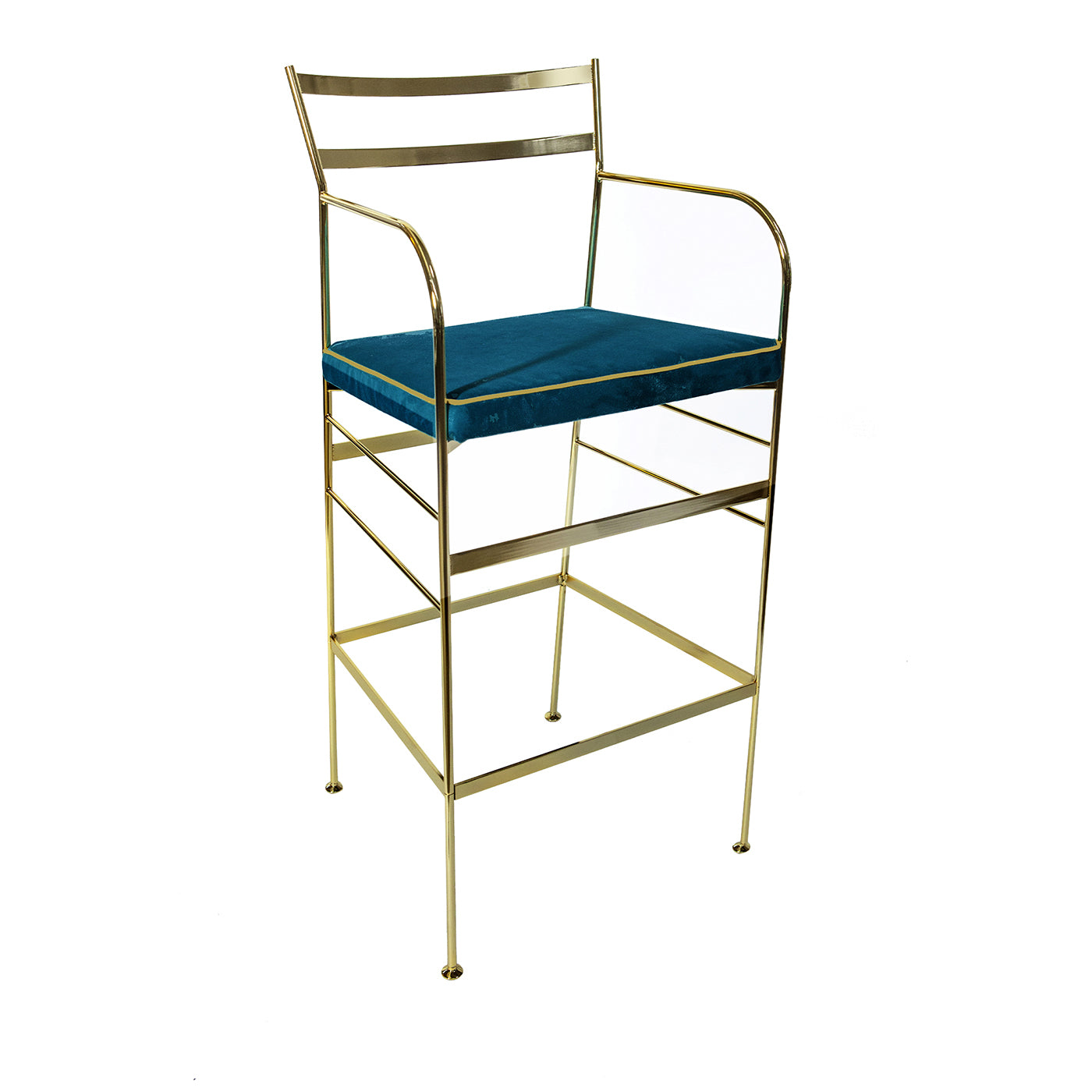 Set of 2 Paul Gold and Blue Bar Stool - Main view