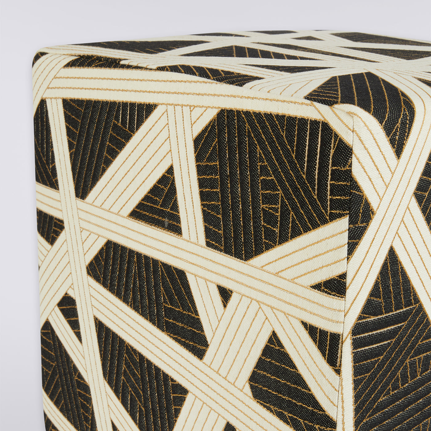 Nastri Cubic Black and Gold Stitching Pouf - Alternative view 1