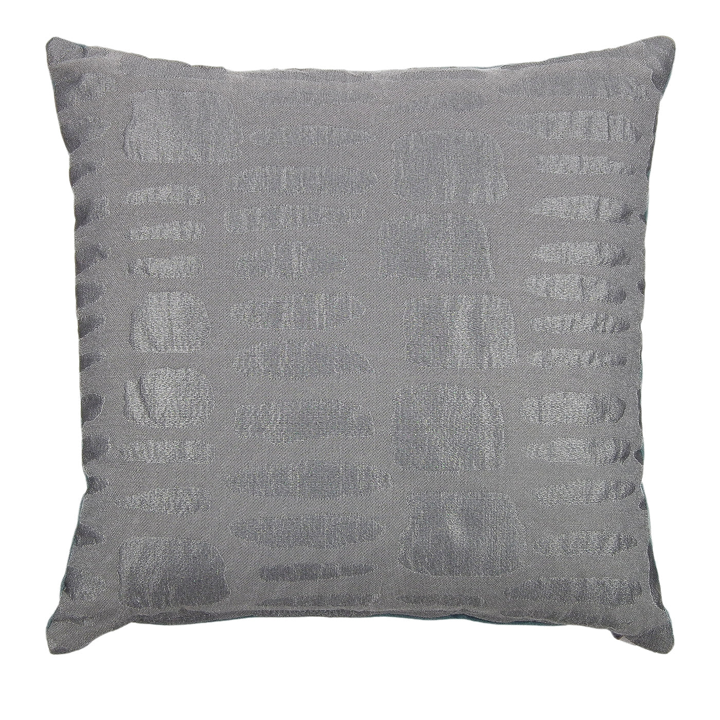 Silver square Carrè Cushion in Dry Stone Jacquard Fabric - Main view