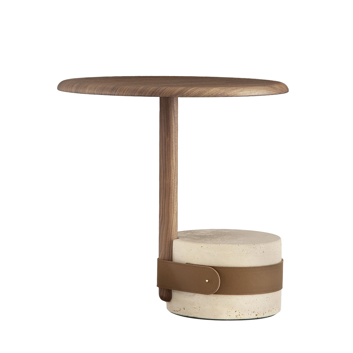 Champignon High Side Table with Travertino Romano Marble Base - Main view