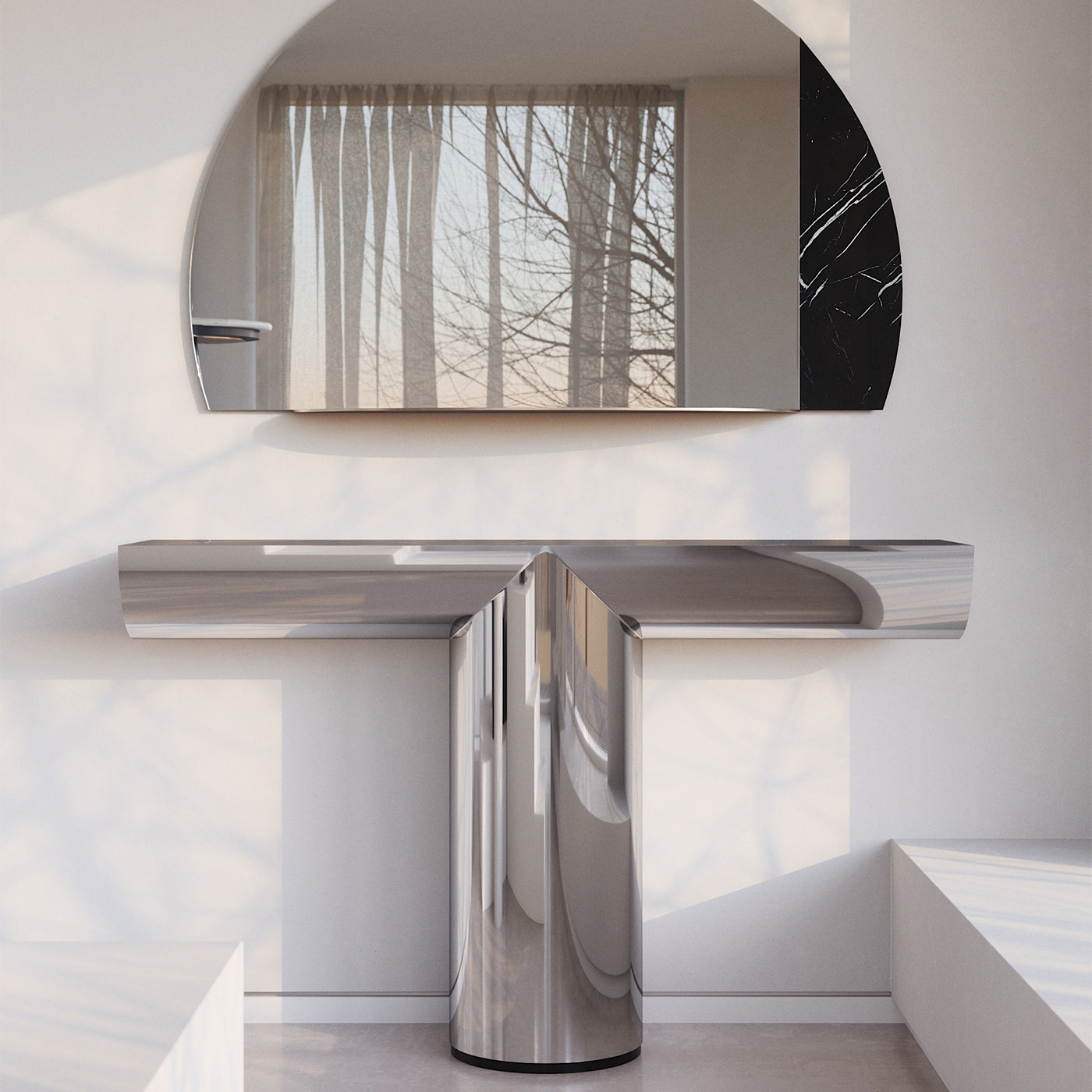 Perseo Polished Steel Console - Alternative view 1