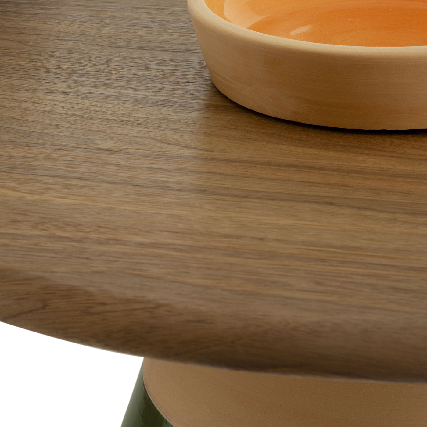 Petite table Sablier avec base en argile et plateau en bois plaqué Canaletto - Vue alternative 2
