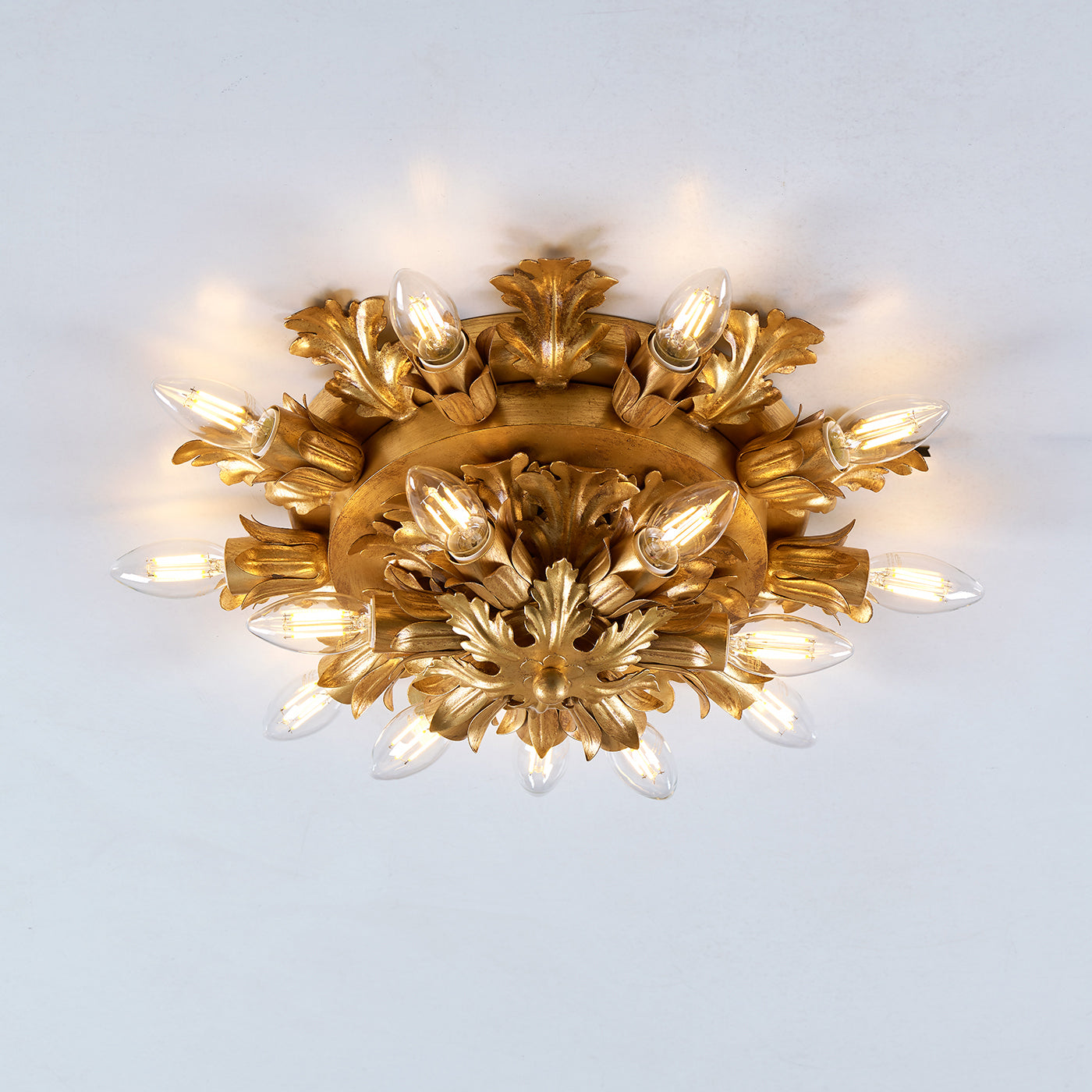 Gold Leaf Metal 15-light Ceiling Lamp - Alternative view 1