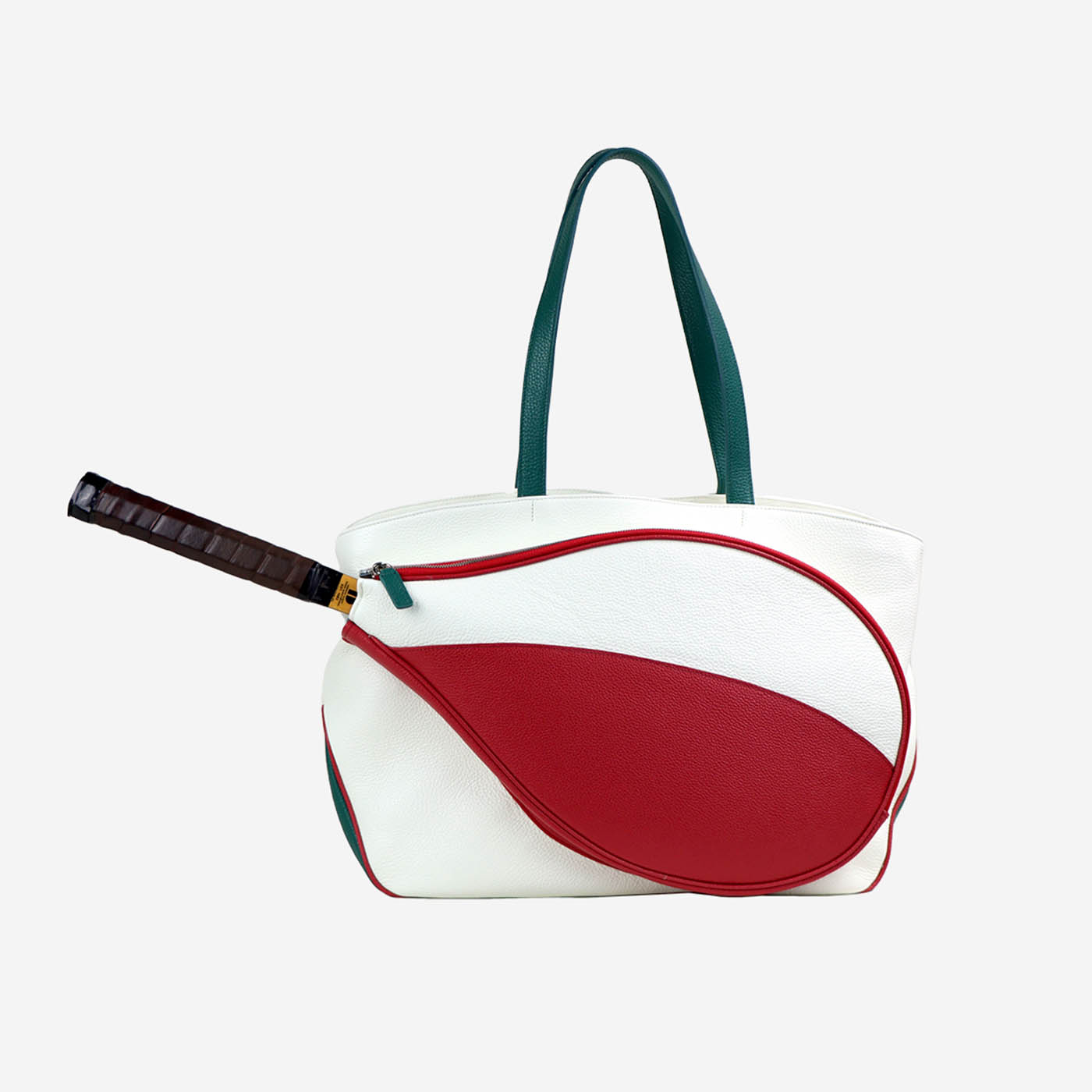 Bolsa de deporte blanca y roja con bolsillo en forma de raqueta de tenis - Vista alternativa 5