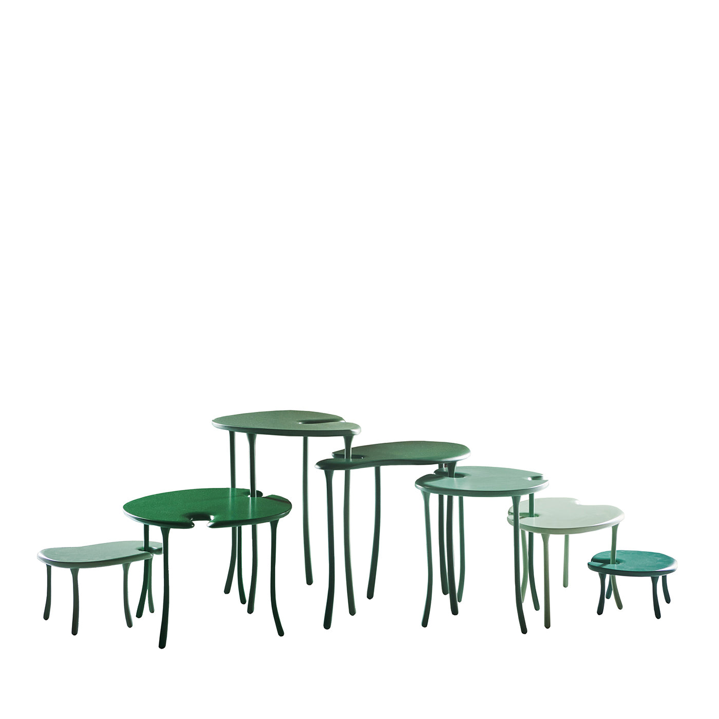 Tavo B 7-Piece Green Modular Set of Tables Limited Edition by Giuliano-Fukuda - Main view