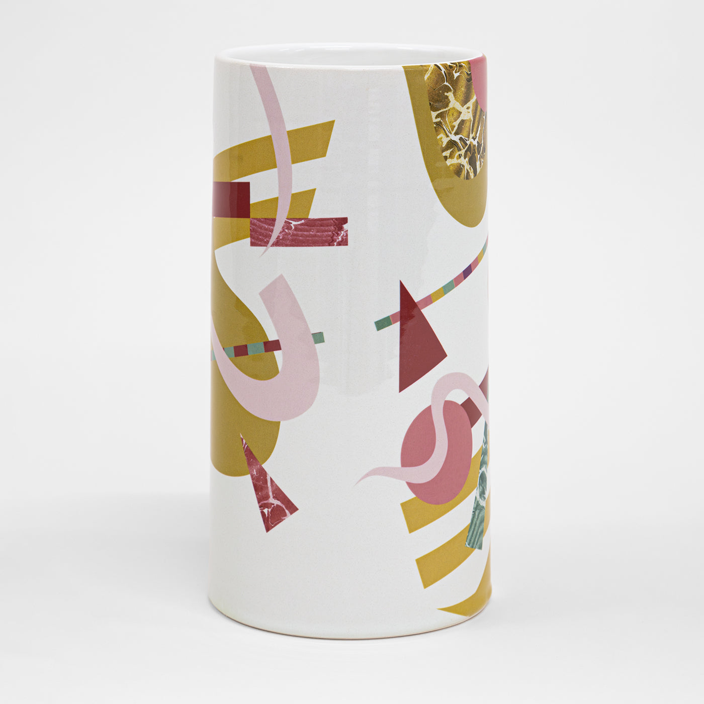 Alchimie Cylindrical Ceramic Vase with Abstract Decor - Alternative view 1
