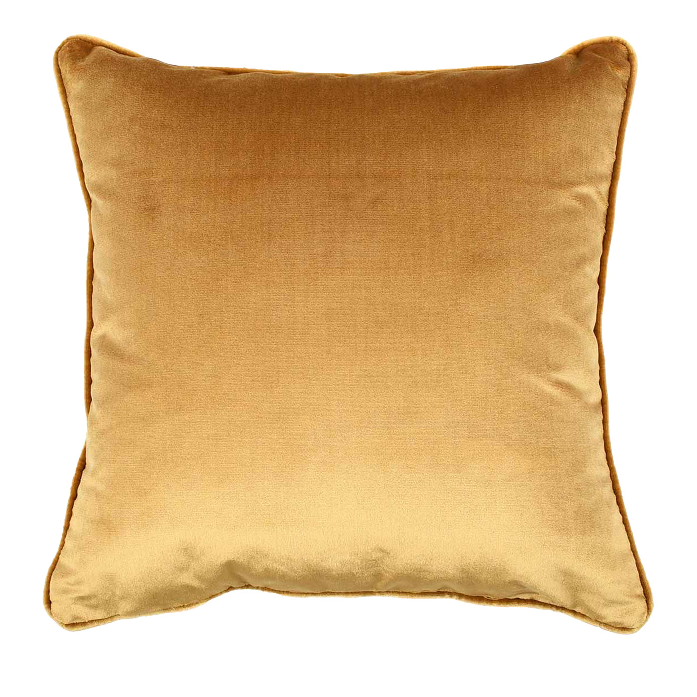 Coussin Carrè en velours de soie jaune d'or - Vue principale