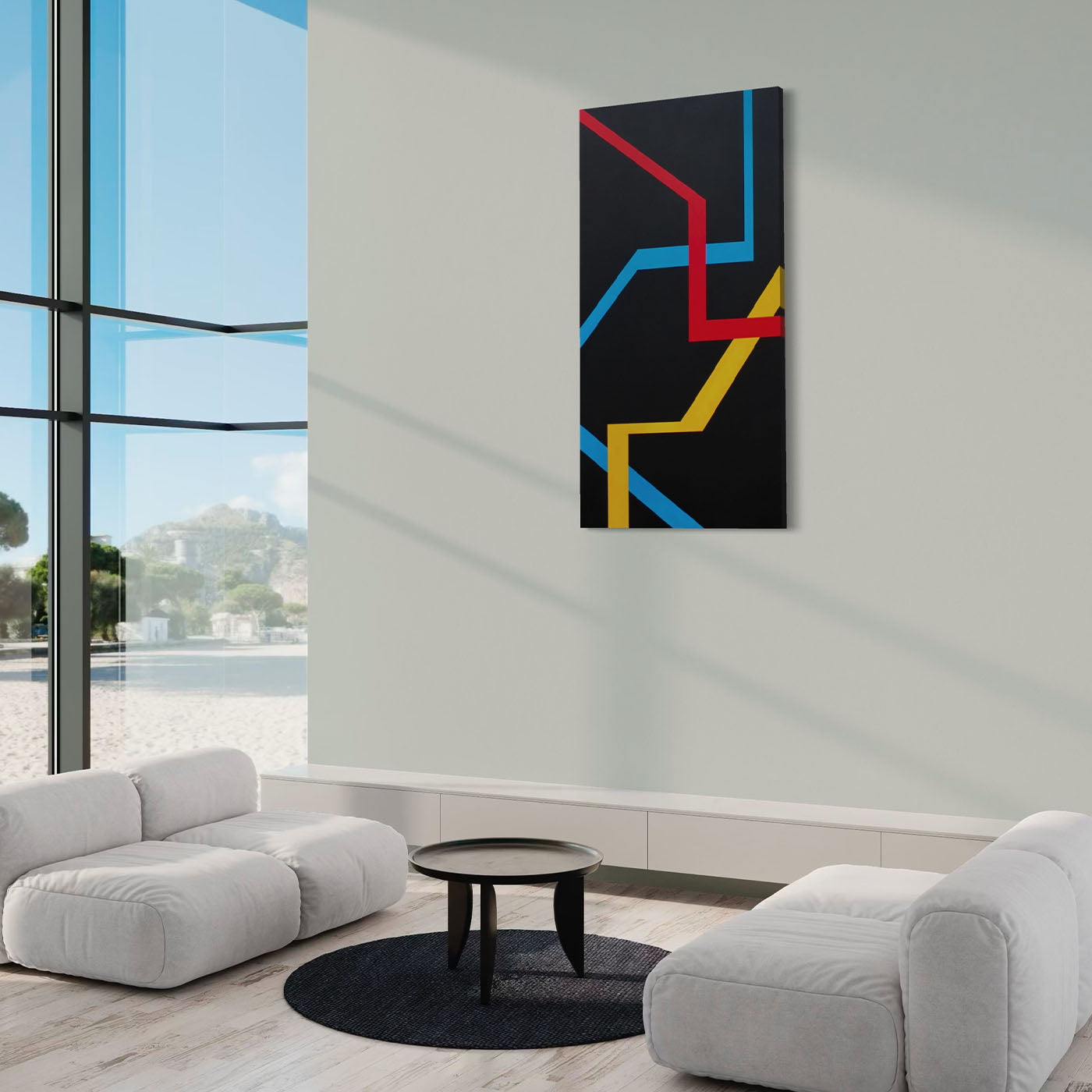 Color Spaces Le Tre Vie Acrylic Painting on Canvas - Alternative view 3