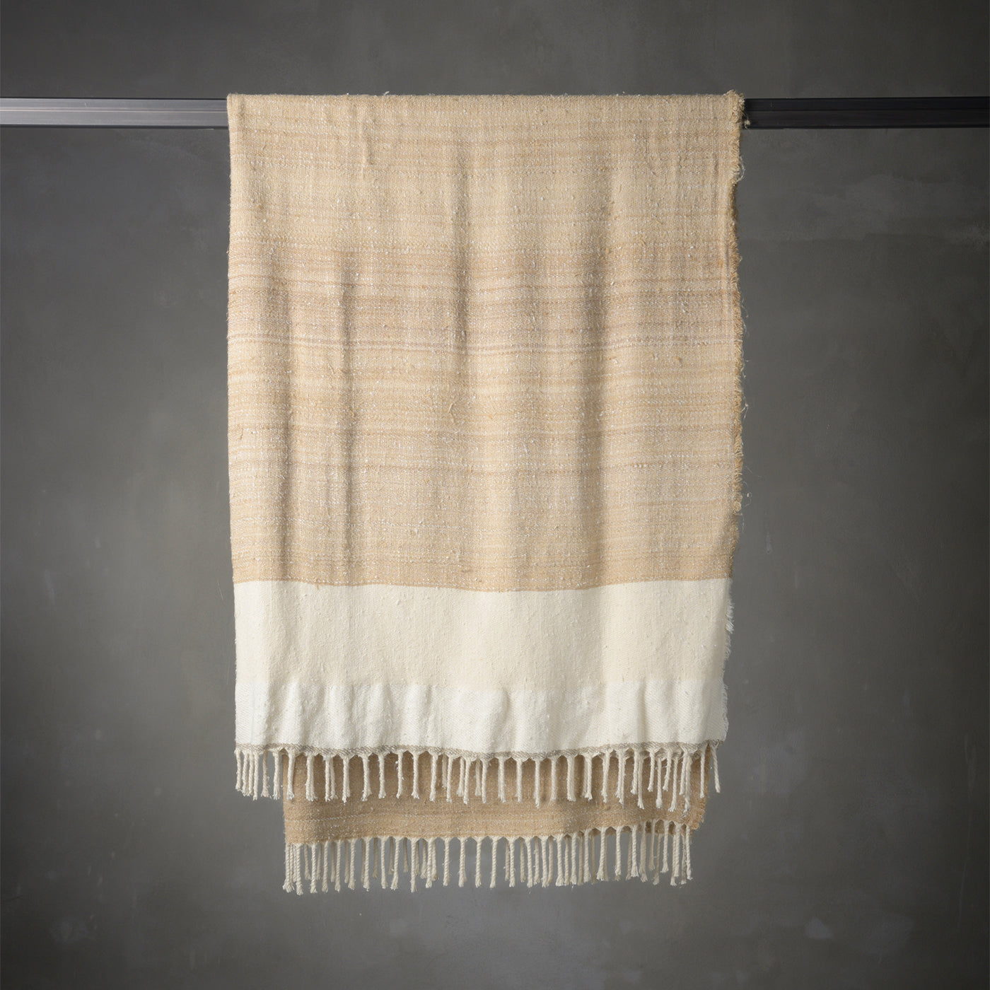 Senja.D2 Fringed Sand Silk & Linen Blanket - Alternative view 1