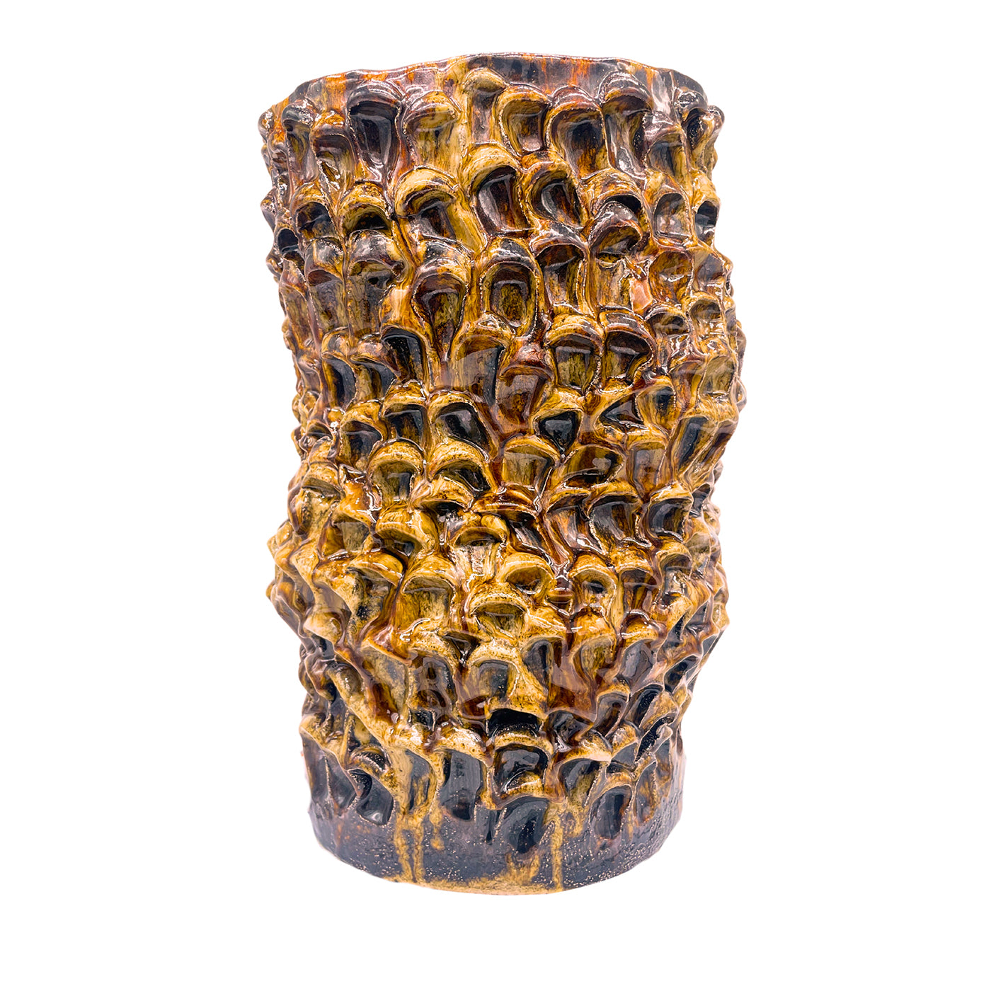 Storto Onda Series Translucent Honey Ceramic Vase - Main view