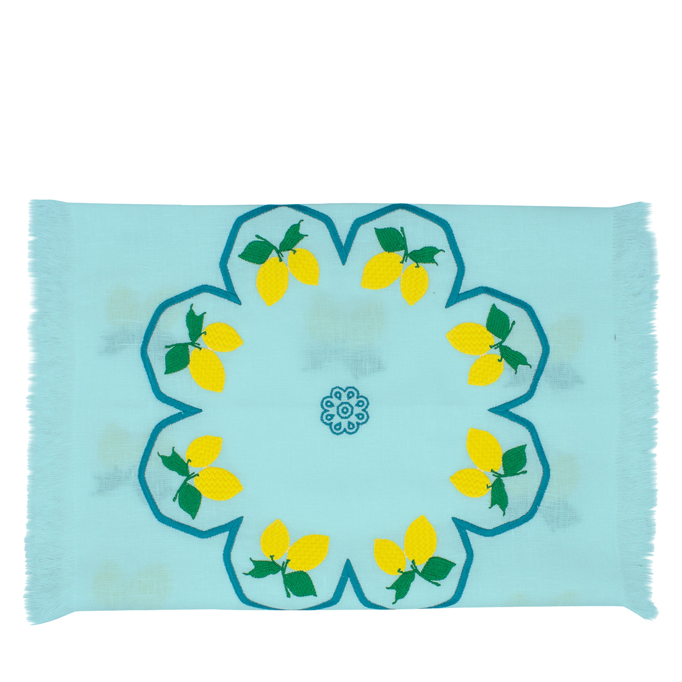 Limoni Multicolor Fringed Turquoise Runner - Main view