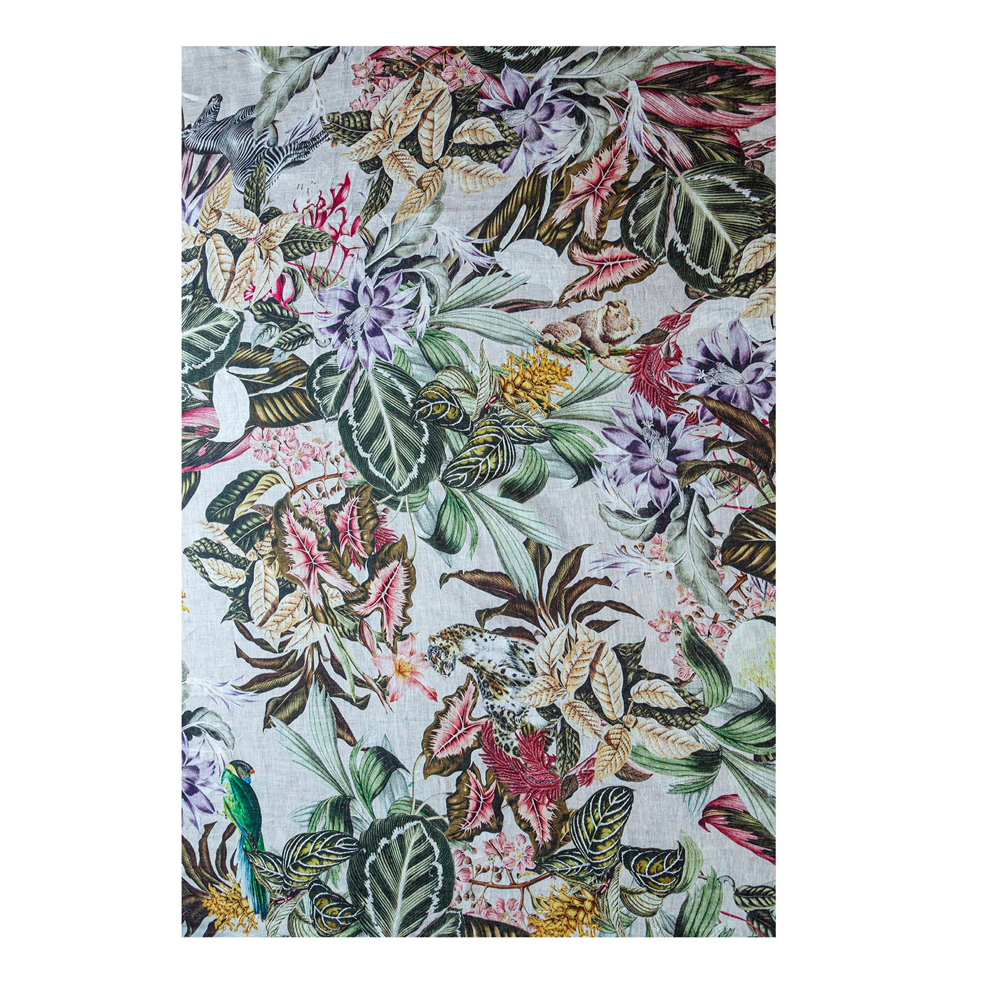 Animalia Linen Tablecloth With Exotic Animals And Vegetation - Main view