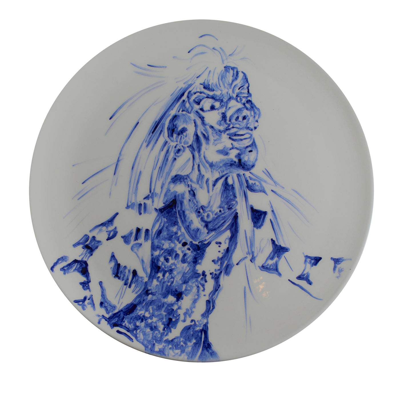 Tricky Home Rosa Keramikteller mit blauer Bemalung - Hauptansicht