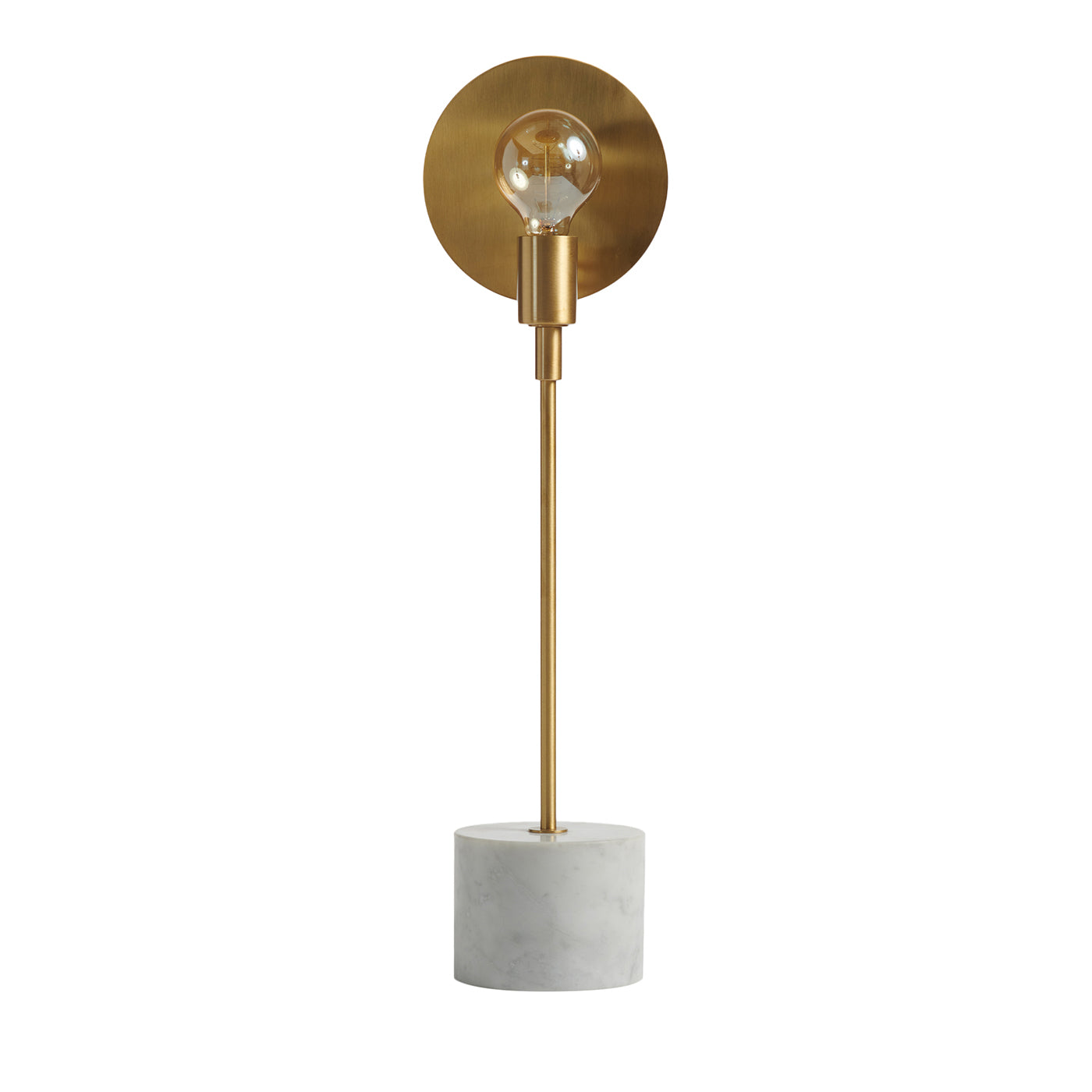 Essential Vanessa Satin Brass and White Carrara Marble Table Lamp - Main view