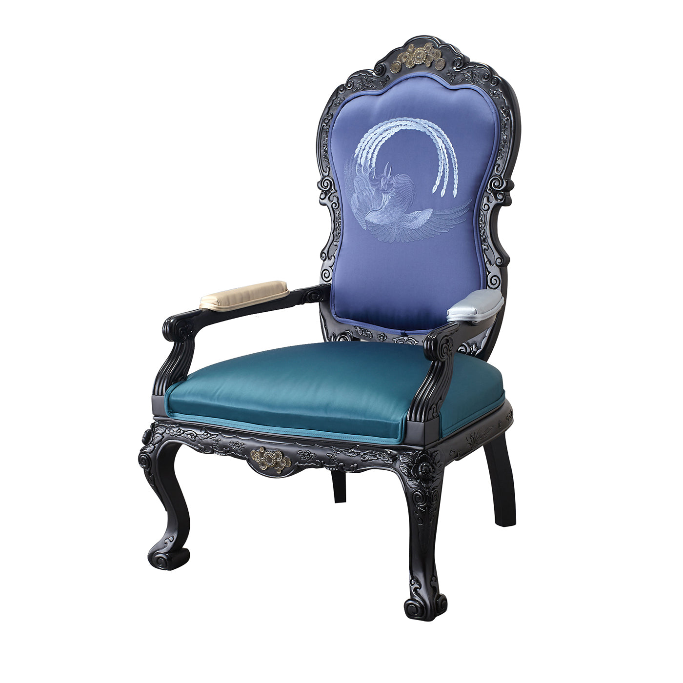 Chaise bleue Louis avec accoudoirs - Vue principale