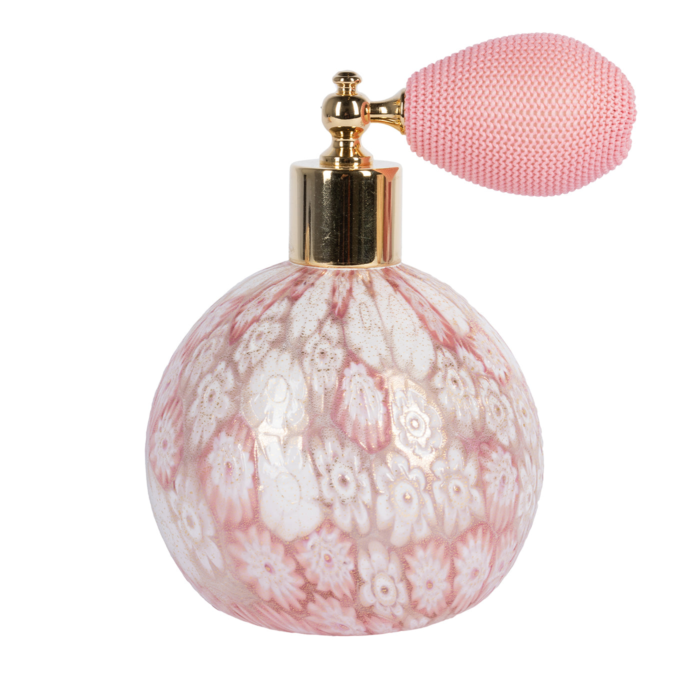 Botella de perfume en spray de oro de 24 quilates y murrina rosa - Vista principal