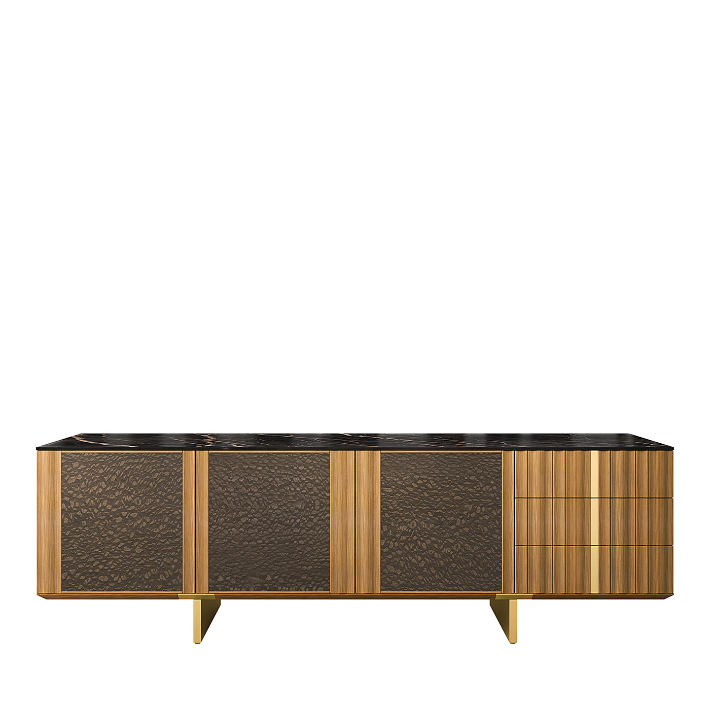 Solferino natural walnut top Laminam Gres Noir doors Carbalho sideboard - Main view