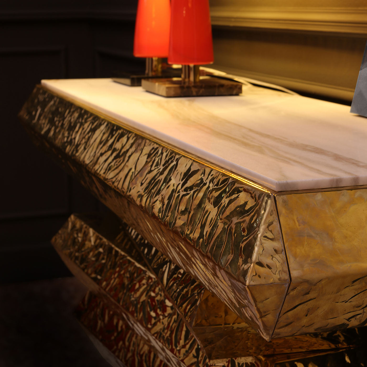 Brass And Lasa Marble Console - Alternative view 1