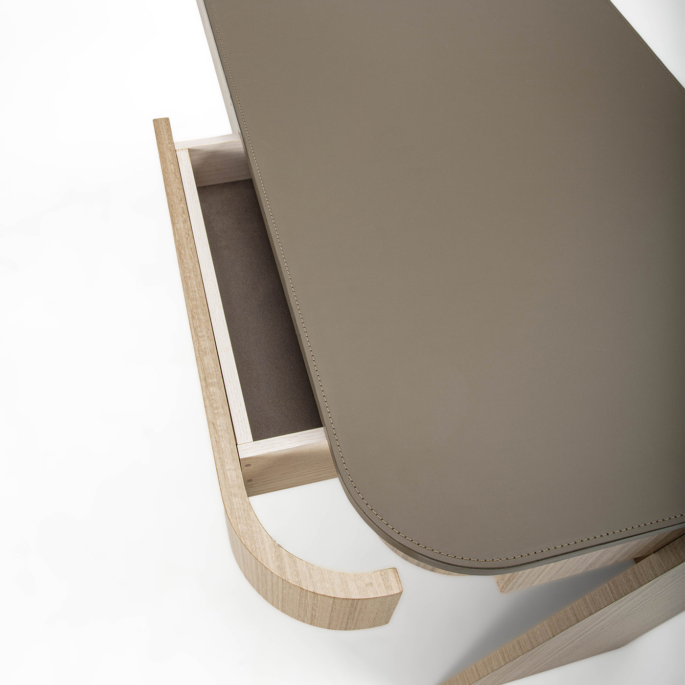 Shape 2-Drawer Leather & Eucalyptus Desk - Alternative view 3