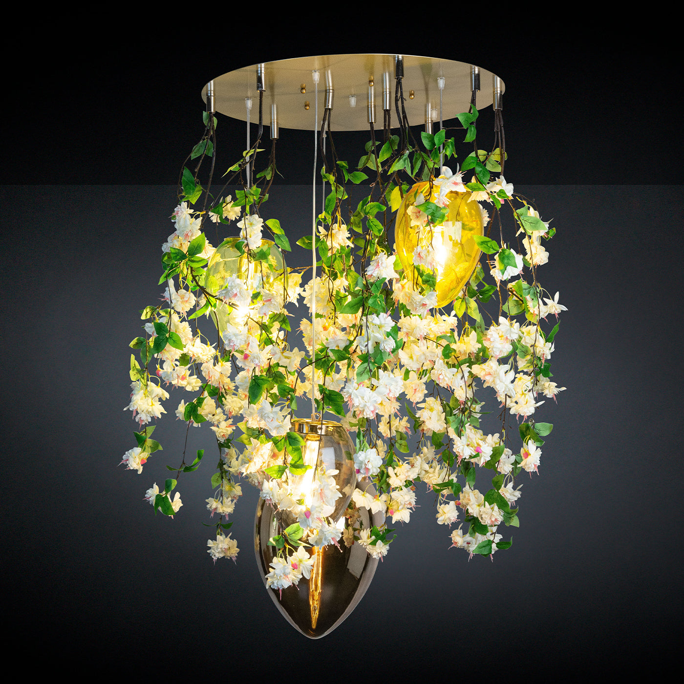 Flower Power Crystal Egg White Cascade Round Chandelier - Alternative view 4