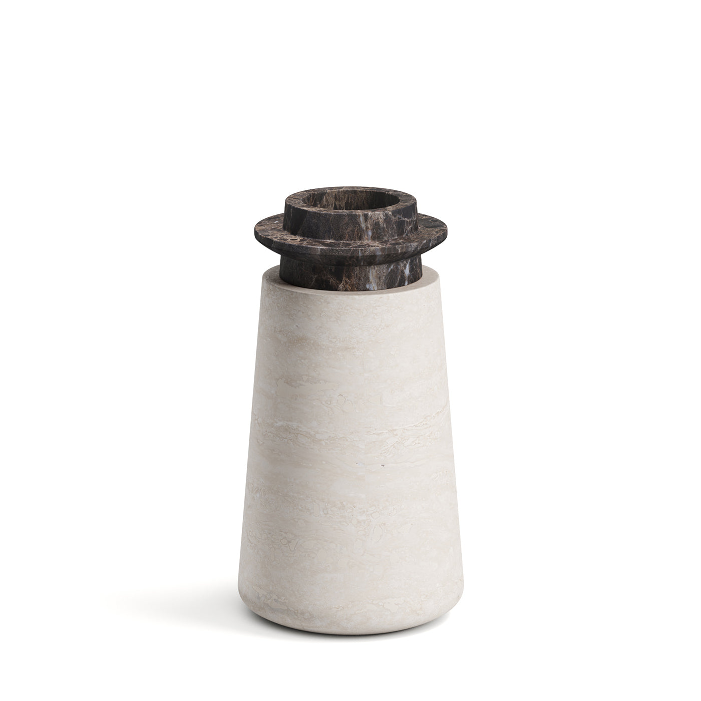 Tivoli Small Vase in travertine and marble by Ivan Colominas - Alternative view 2