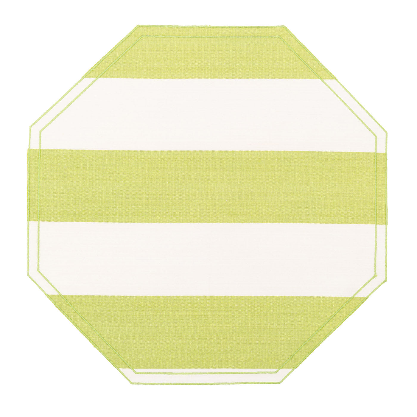 Set of 2 Stripes White & Grass Octagon Placemats - Main view