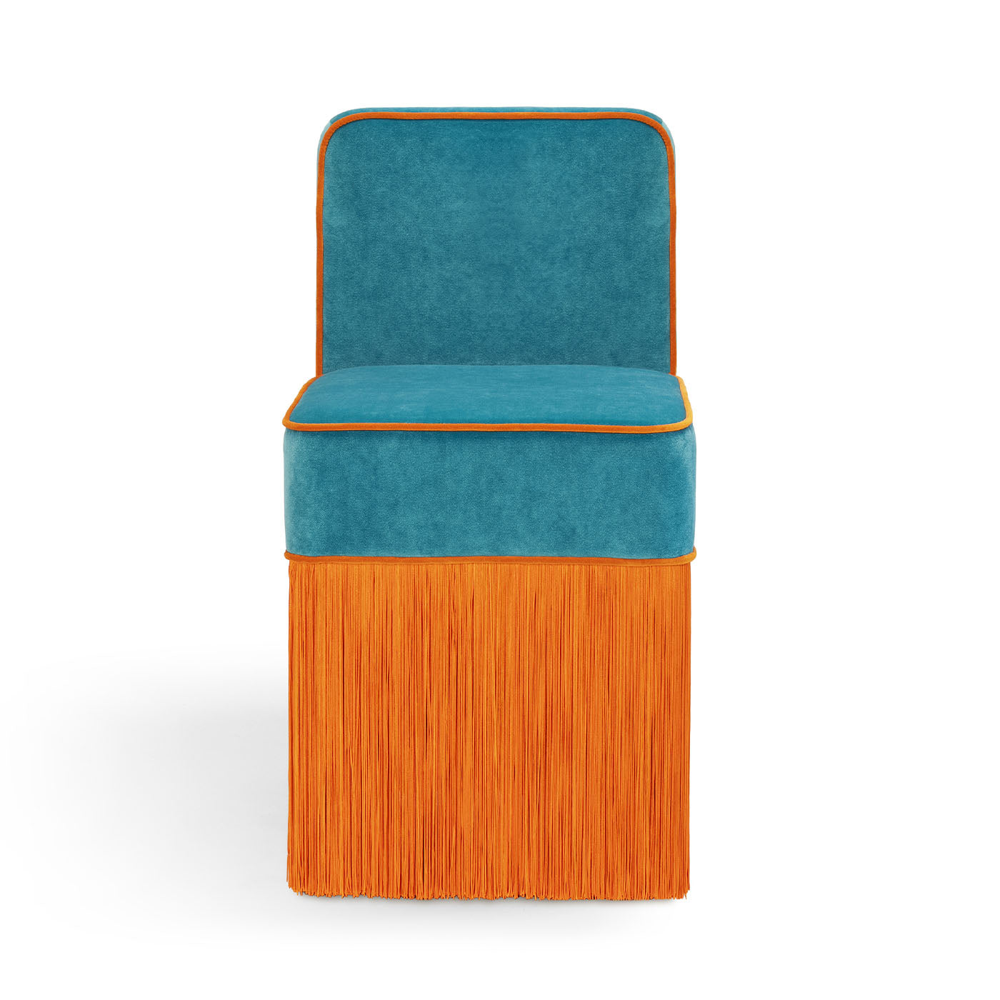 Chaise Lilli en velours sarcelle et orange par Lorenza Bozzoli - Vue alternative 3