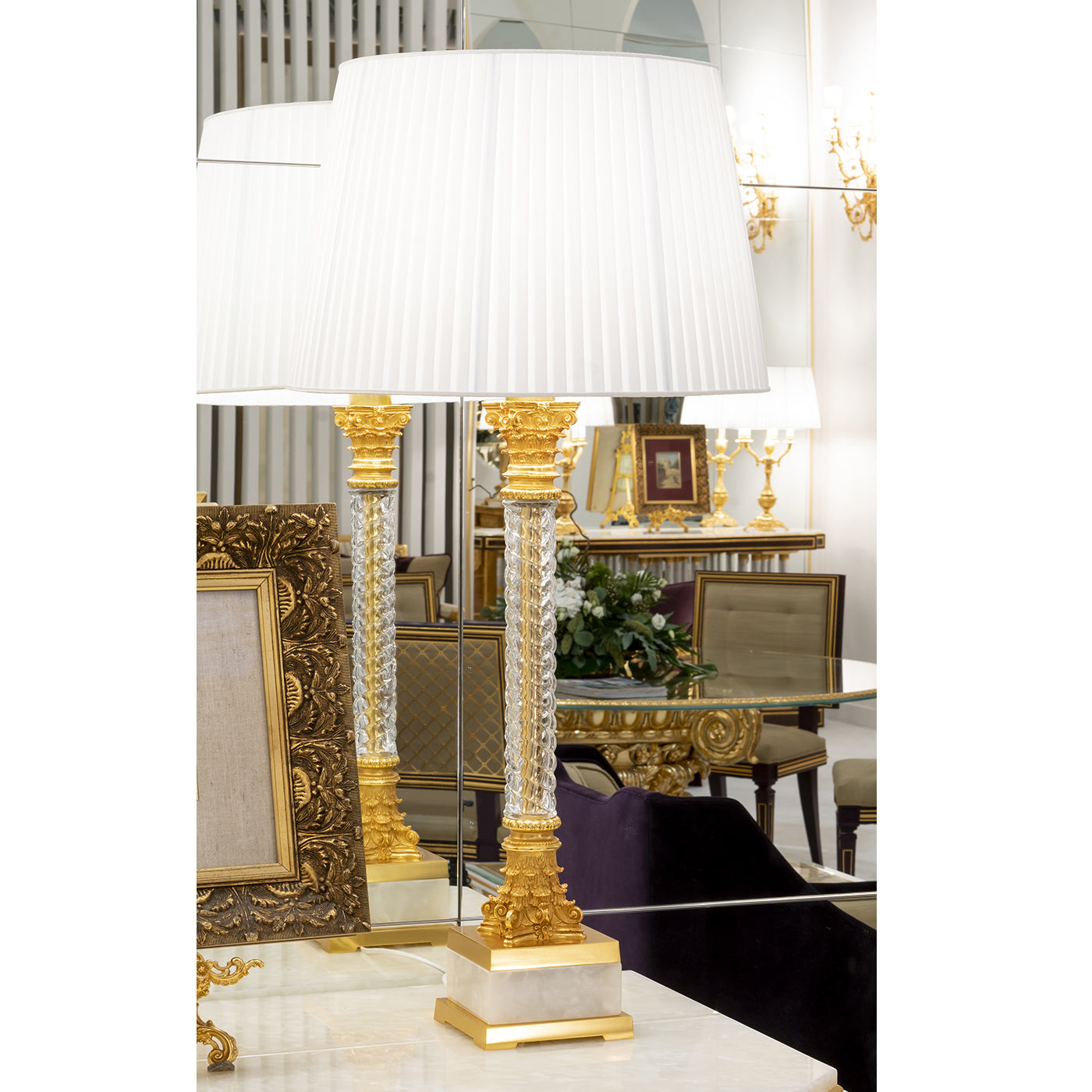 Empire-Stil Gold &amp; Kristall Tischlampe - Alternative Ansicht 2