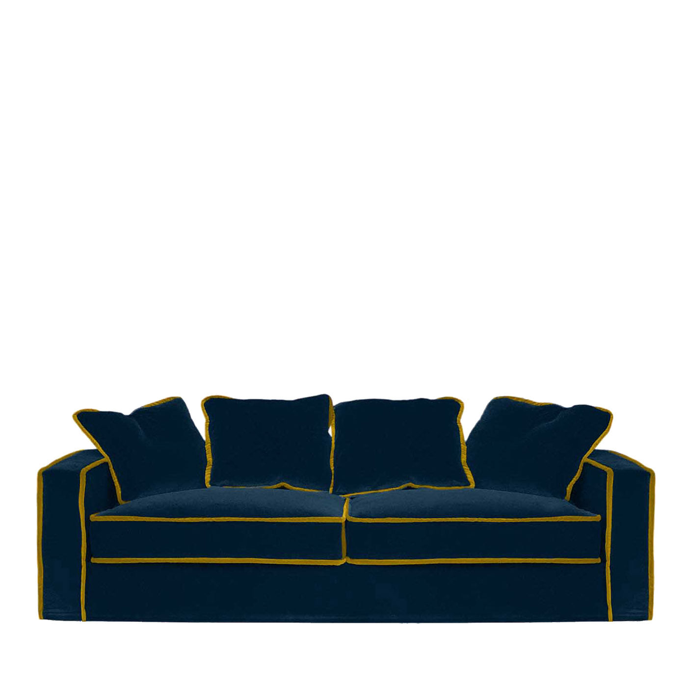 Rafaella Mitternachtsblau &amp; Gold Samt 3-Sitzer Sofa - Hauptansicht