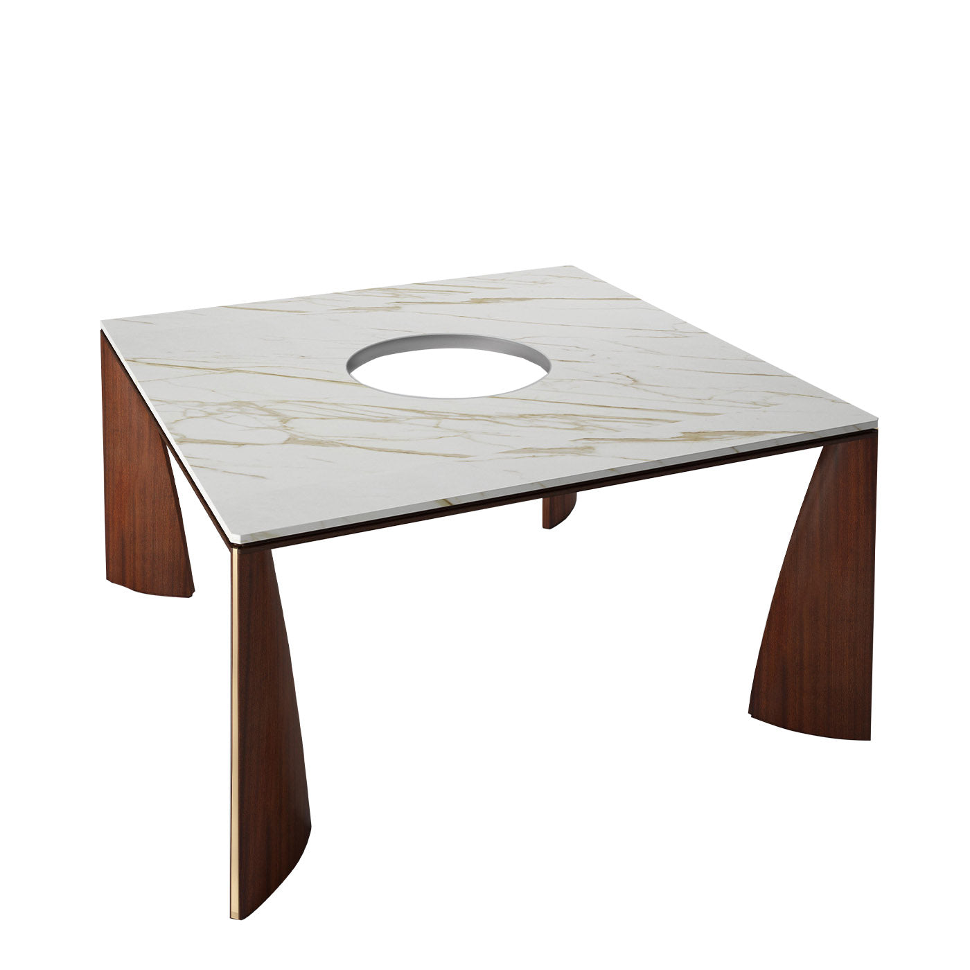 Mahogany Wood and Calacatta Marble Dining Table - Alternative view 1
