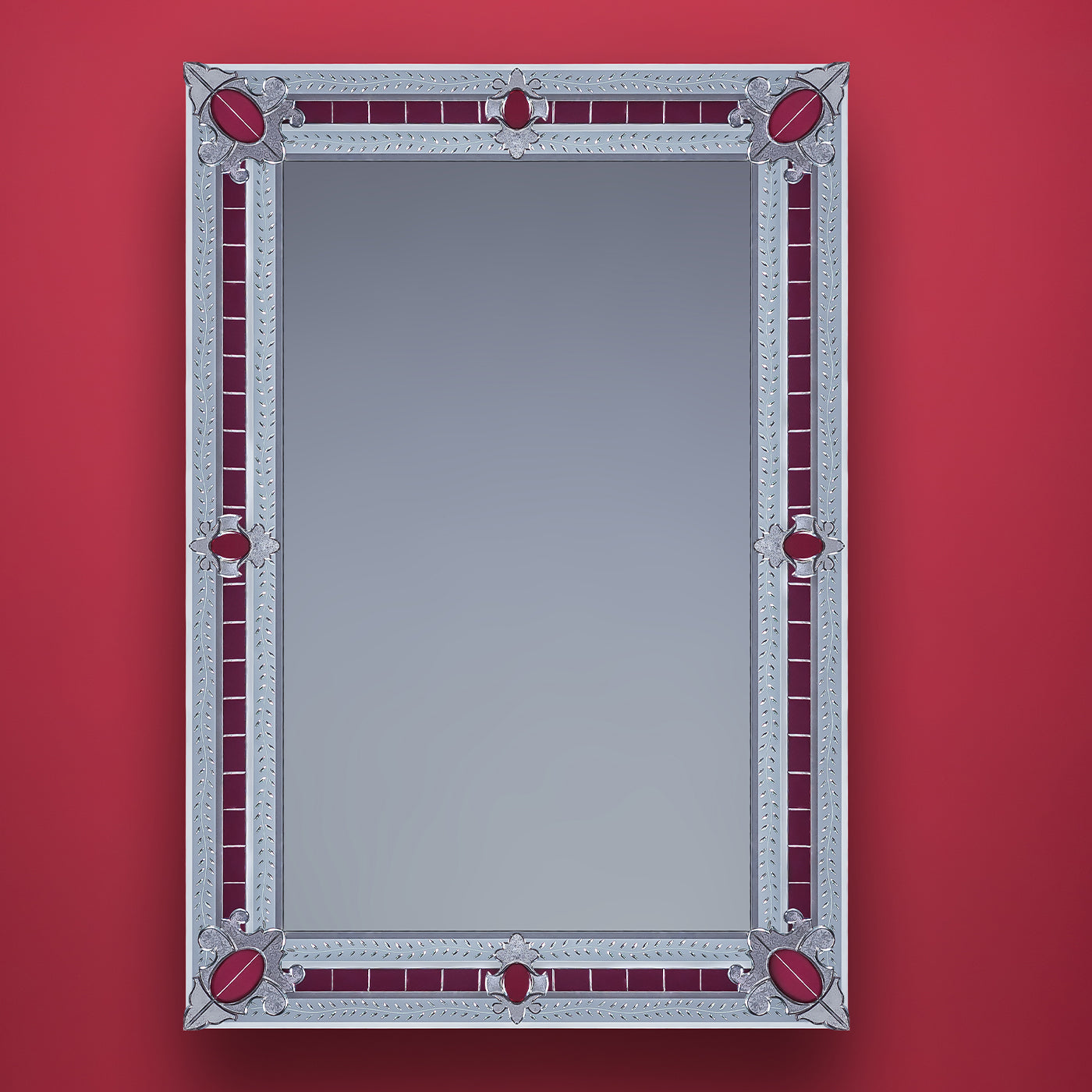 San Toma Red Contemporay Murano Glass Mirror - Alternative view 2