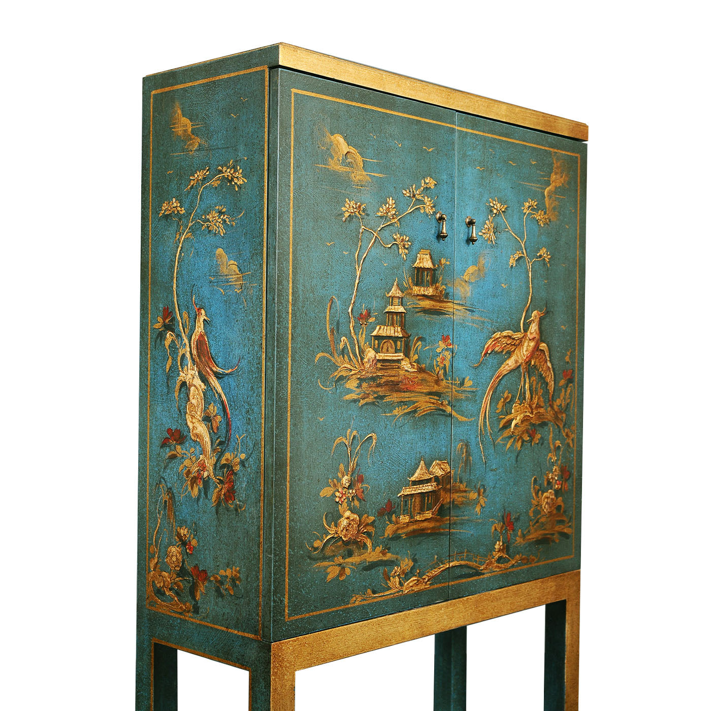 Dante Chinoiserie-Style Carved Wooden Bar Cabinet - Alternative view 1